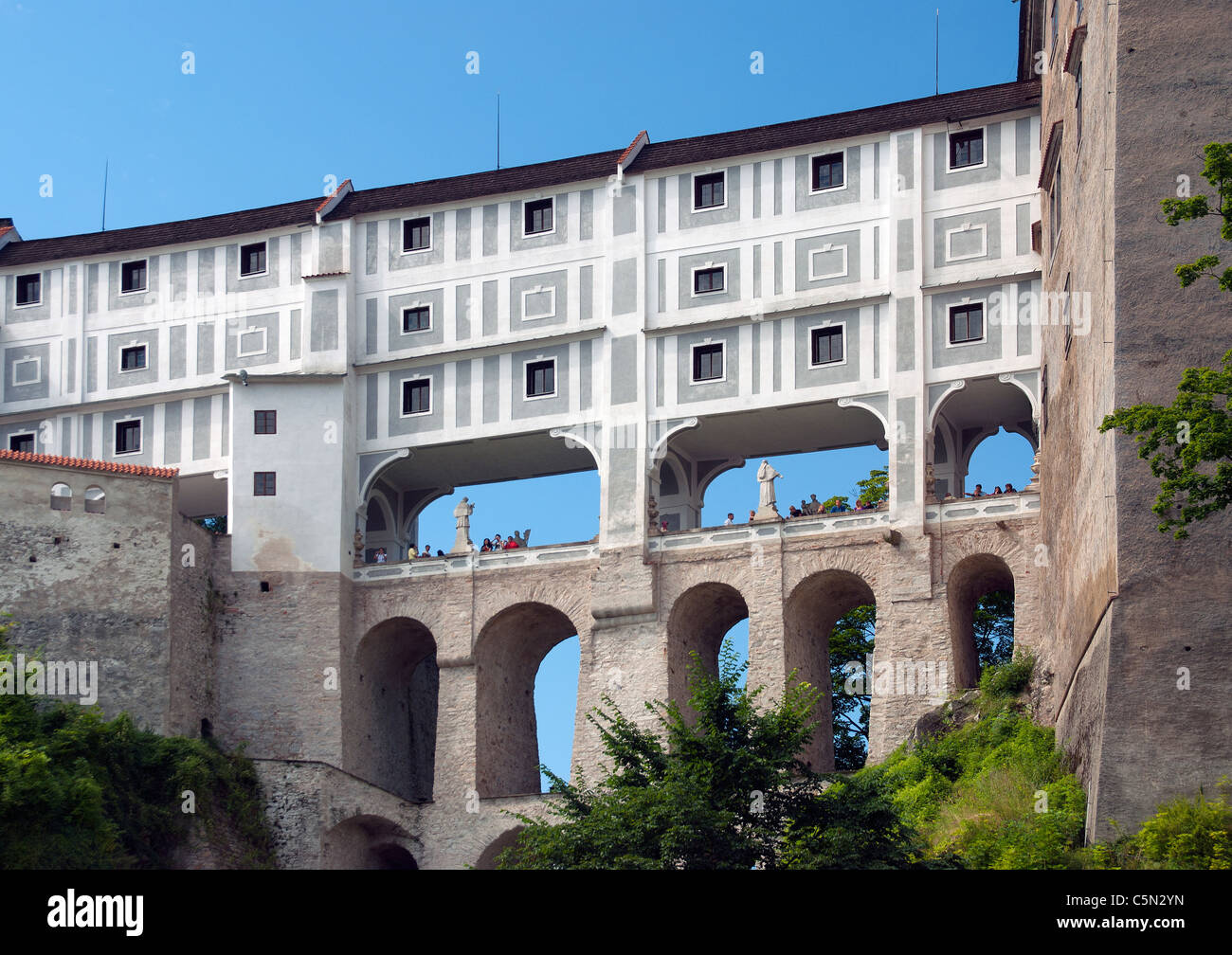 Historisches Schloss in Cesky Krumlov, Tschechische Republik Stockfoto