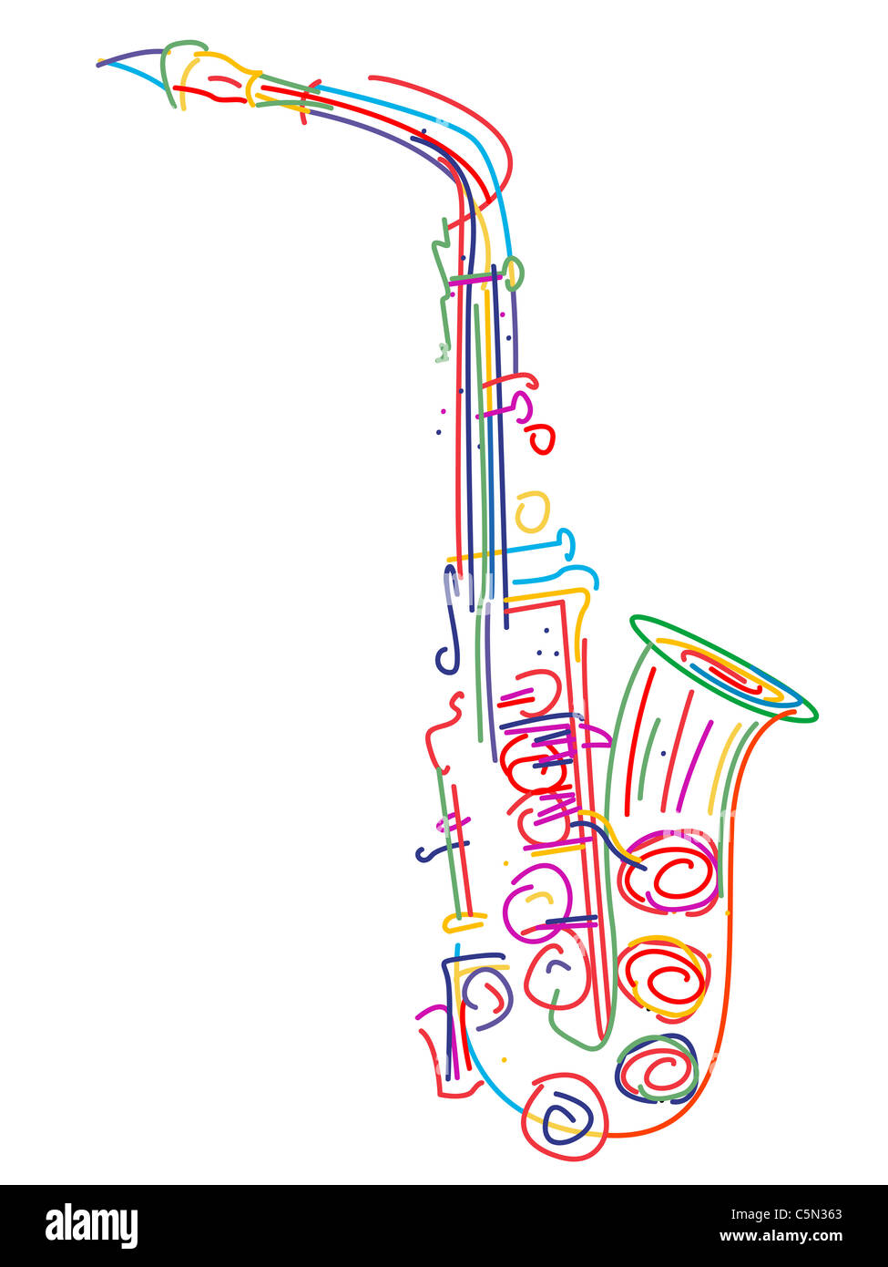 Abbildung eines Saxophons über weiß Stockfoto