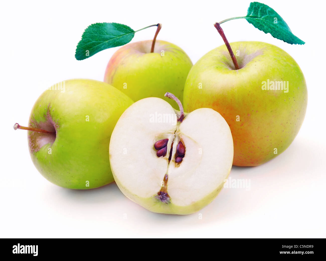 grüne Äpfel auf dem weißen Hintergrund isoliert Stockfoto