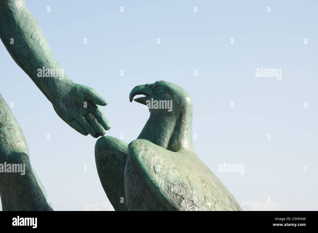 Nahaufnahme von Ganymed-Statue auf dem Bürkliplatz am Zürichsee gelegen Stockfoto