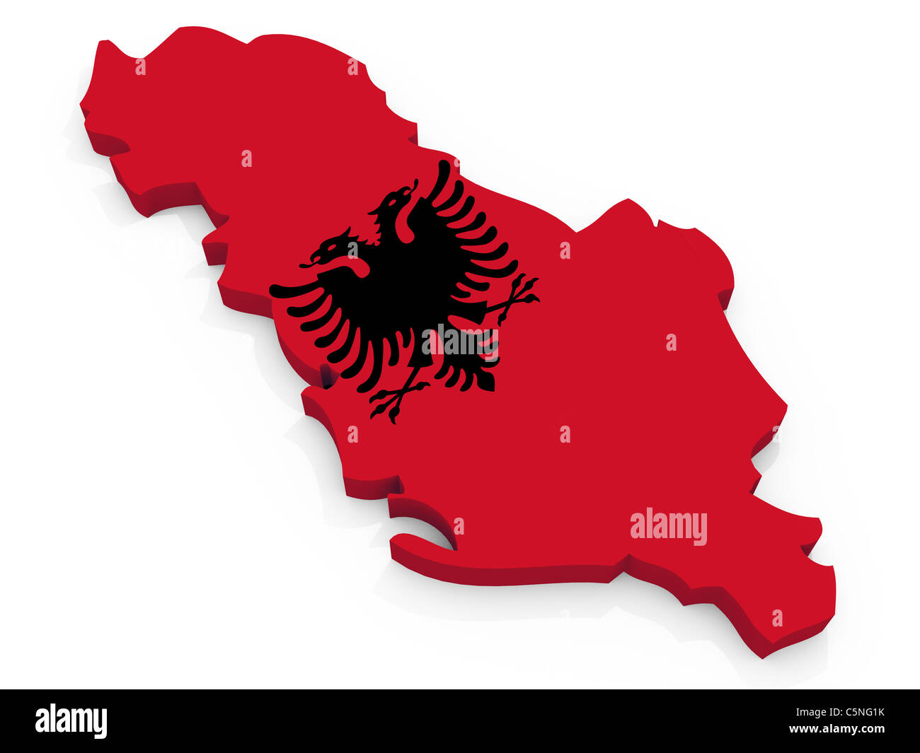 Karte von Albanien mit Flagge Republik Albanien Stockfoto