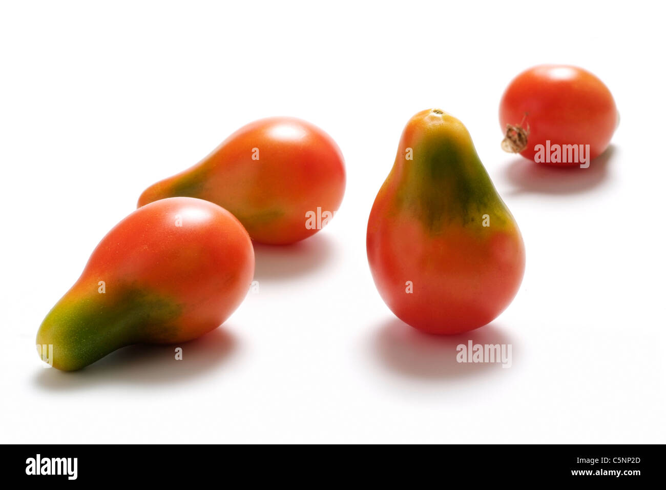 Tomatensorten: birnenförmig rote Kirschtomaten Stockfoto