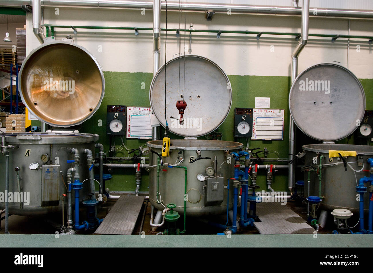 Pflanzlichen Konservenfabrik in Calahorra. La Rioja. Spanien. Stockfoto