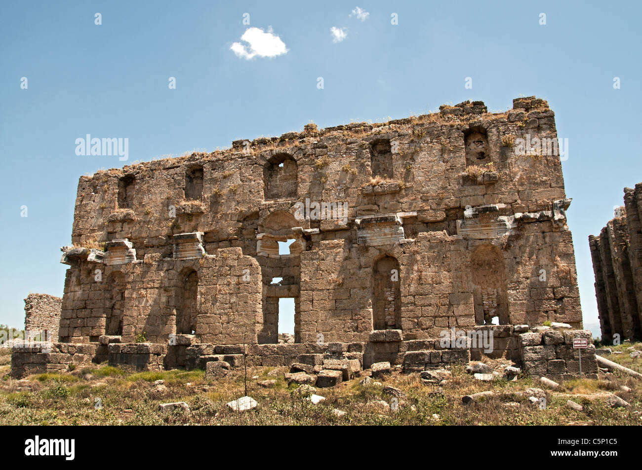 Aspendos wichtige Stadt im Staat Pamphylien römische Kontrolle in 190 v. Chr. , Anatolien Türkei römischen Kaiser Marcus Aurelius 161 - 80 n. Chr. Stockfoto