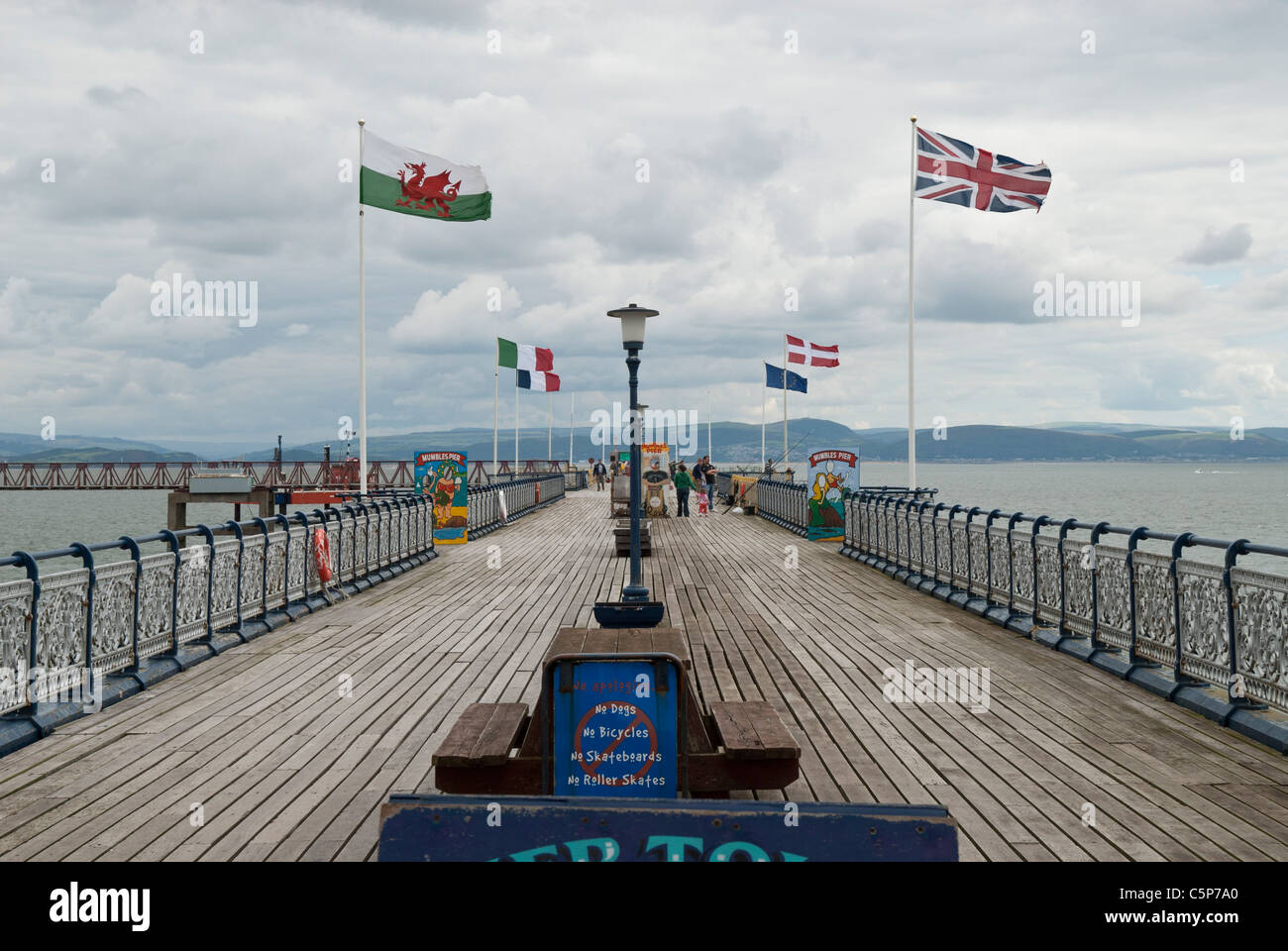 Murmelt Pier Swansea Wales Stockfoto