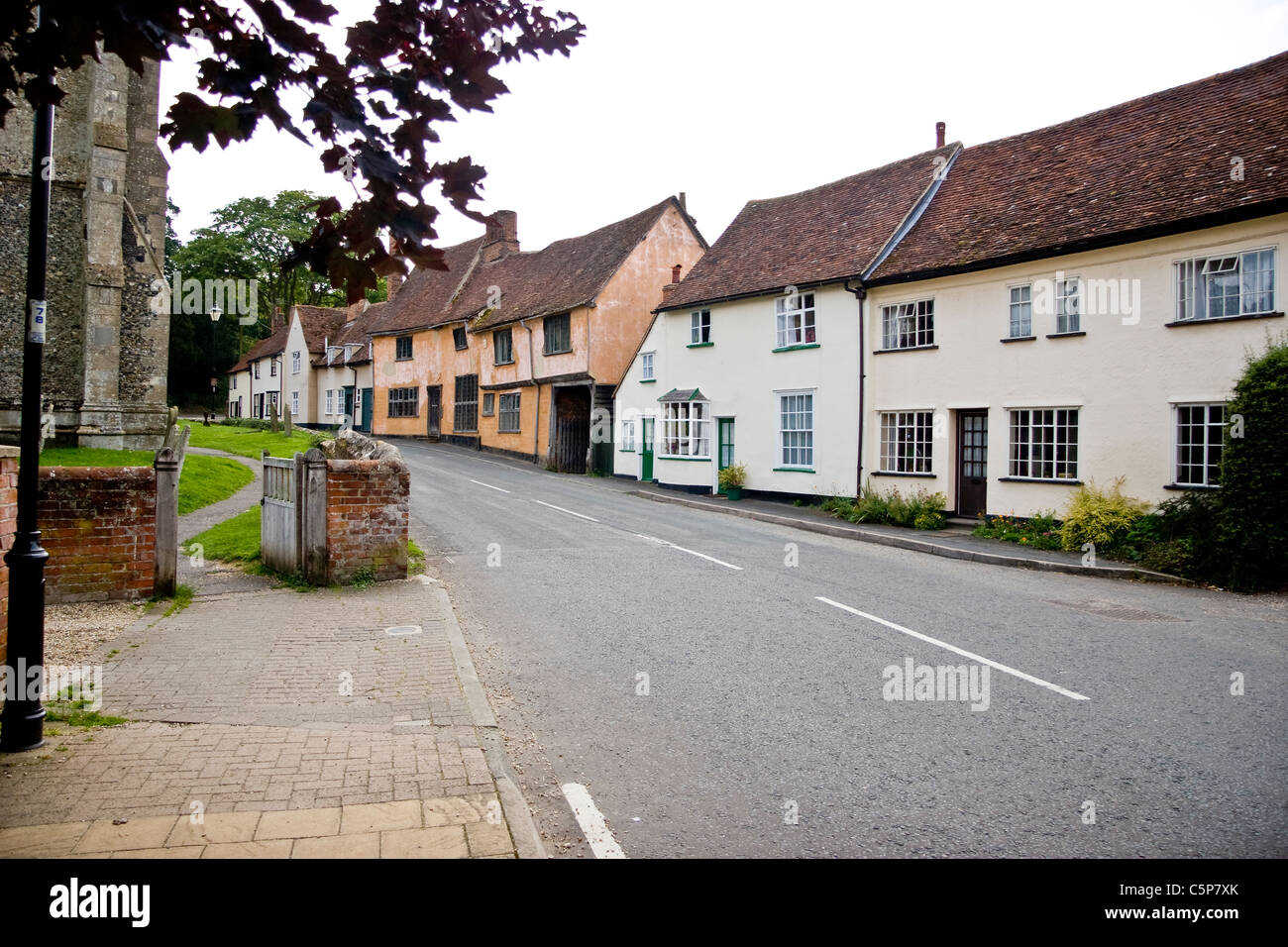 Church Street und Chequers, ehemals eine Kneipe, Boxford, Suffolk, England Stockfoto