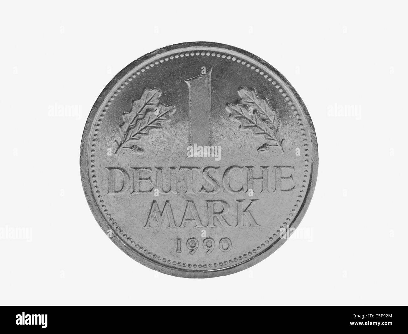 Detailansicht Einer Ein DM-Münze | Detail-Foto einer Deutsche Mark-Münze Stockfoto