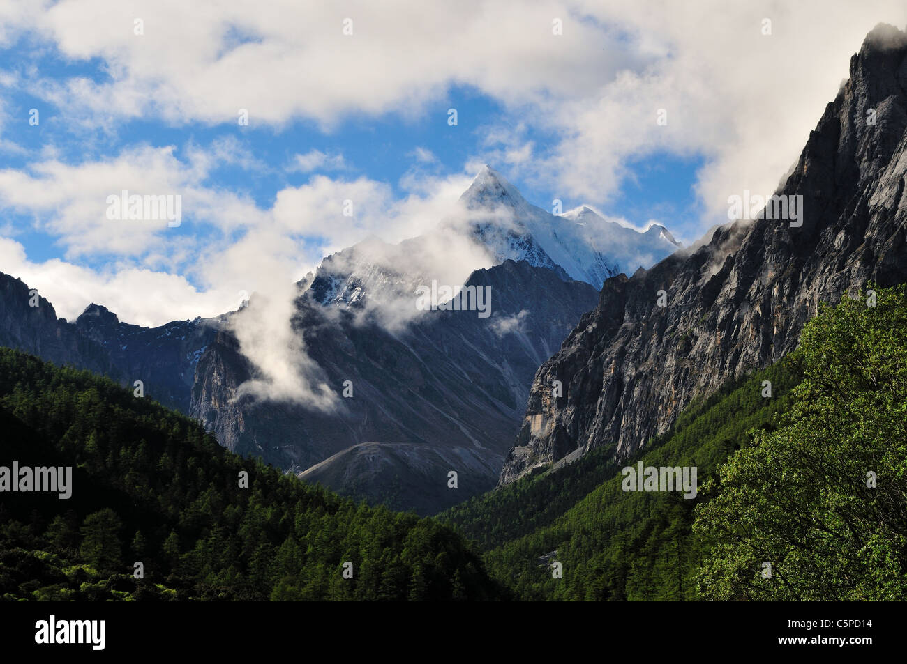 Blick auf Xianuoduoji (Chanadorje), einer der drei Heiligen Berge. Daocheng-Yading Nature Reserve, Sichuan, China. Stockfoto Blick auf Xianuoduoji (Chanadorje), einer der drei Heiligen Berge. Daocheng-Yading Nature Reserve, Sichuan, China. Stockfoto
