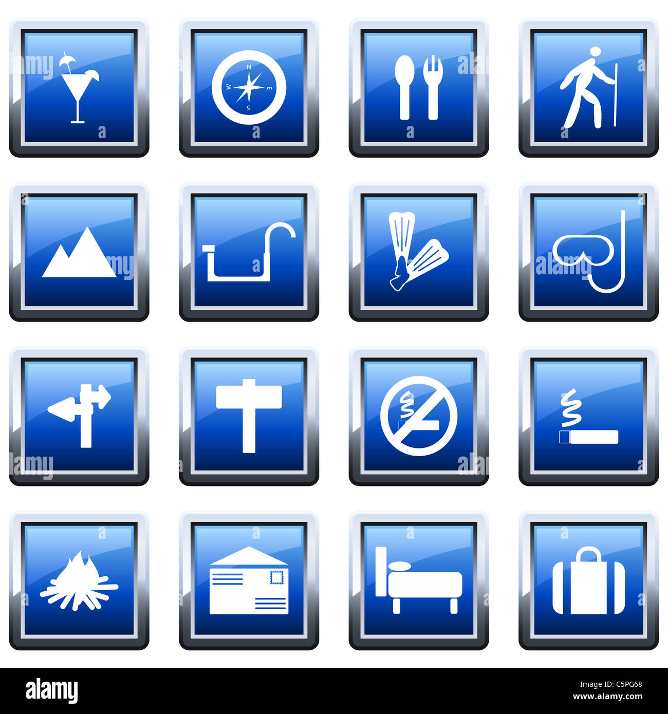 Reise-Set von verschiedenen Vektor-Web-icons Stockfoto