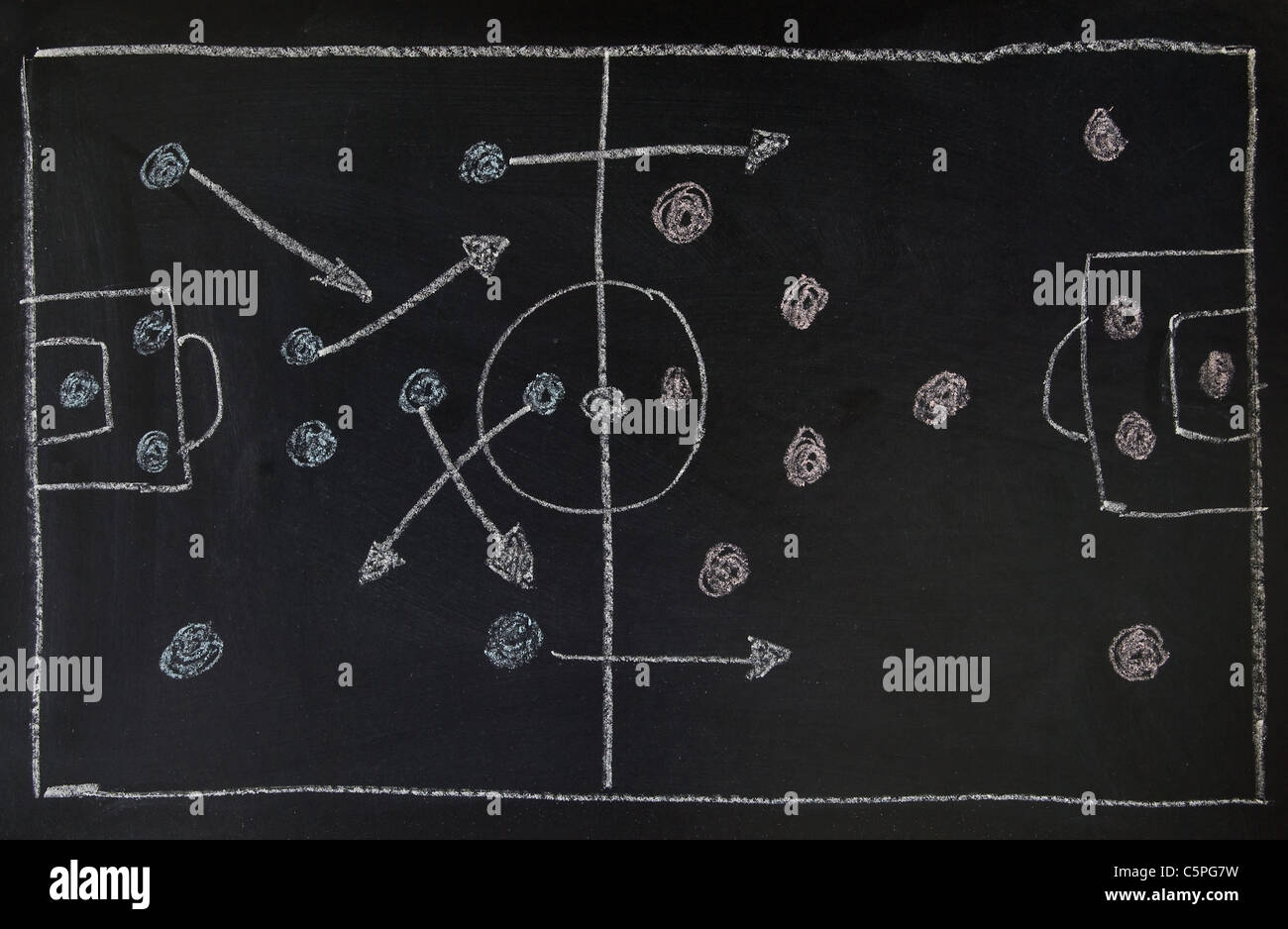 Befehl Taktik ist auf dem Fußballplatz Stockfoto