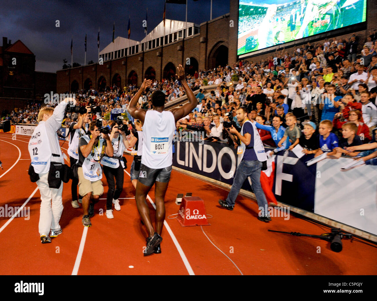 2011-07-29 Stockholm DN Galan Diamond League - Usain Bolt, die weltweit schnellste Mann gewinnt die 200-Meter-Lauf - Stockfoto