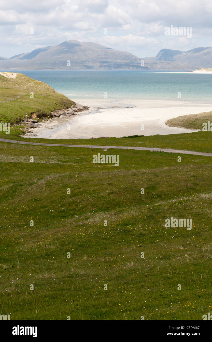 Traigh Niosaboist Strand auf South Harris in den äußeren Hebriden. Stockfoto