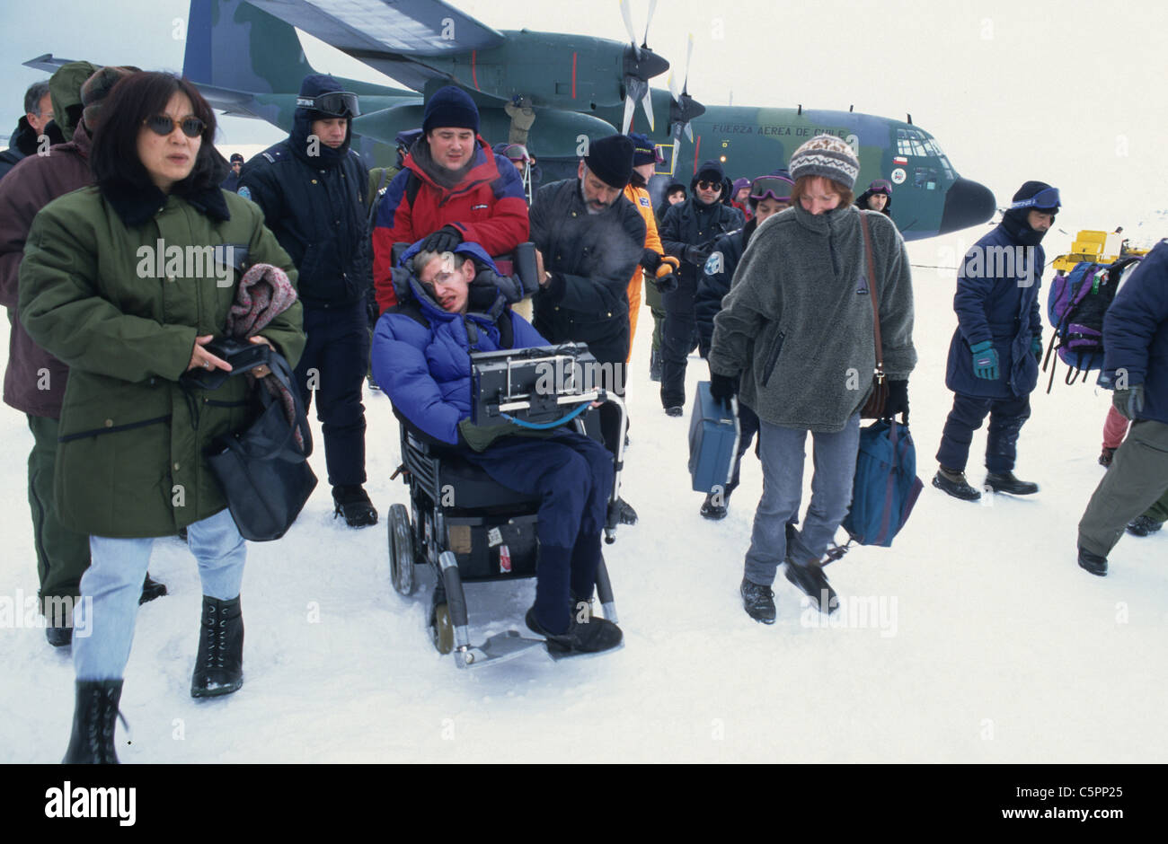 Stephen Hawking auf der Antarktis 1997 Stockfoto