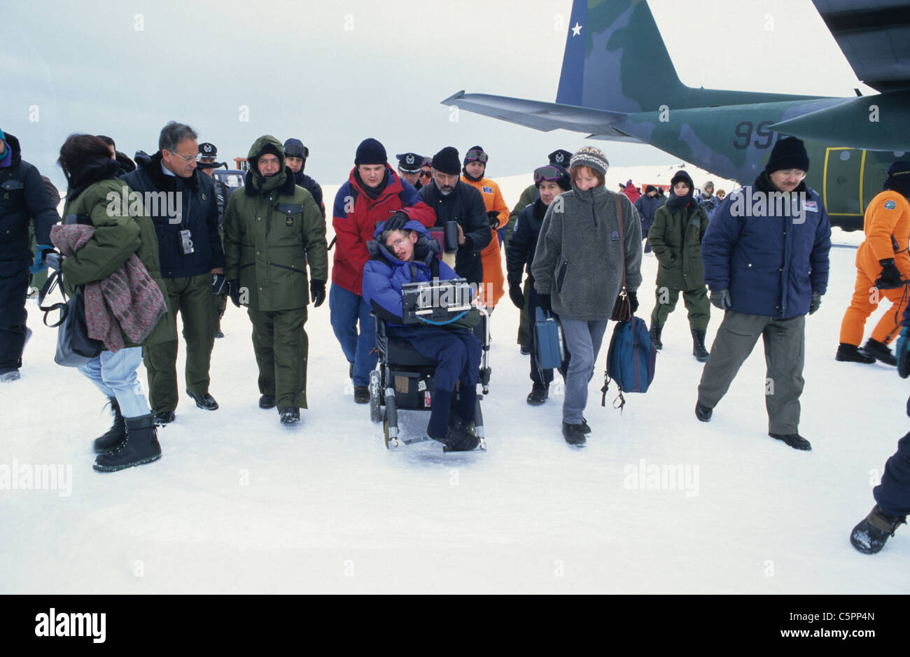 Stephen Hawking auf der Antarktis 1997 Stockfoto