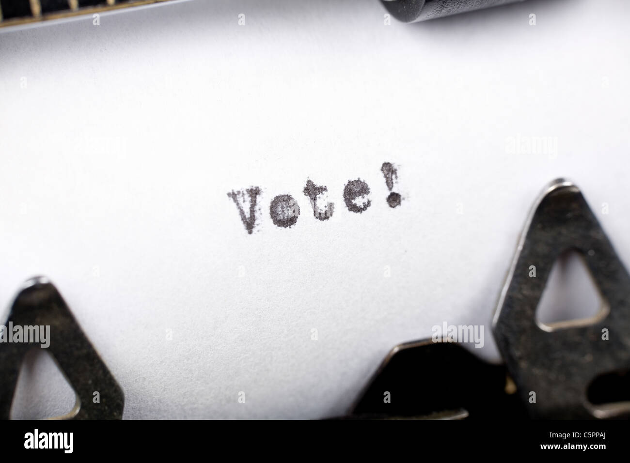 Schreibmaschine Nahaufnahme Schuss, Konzept der Abstimmung Stockfoto