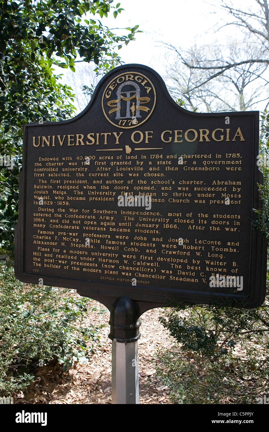 Universität von Georgia. Die Charta war der erste von einem Staat für eine Regierung kontrollierten Universität gewährt. Stockfoto