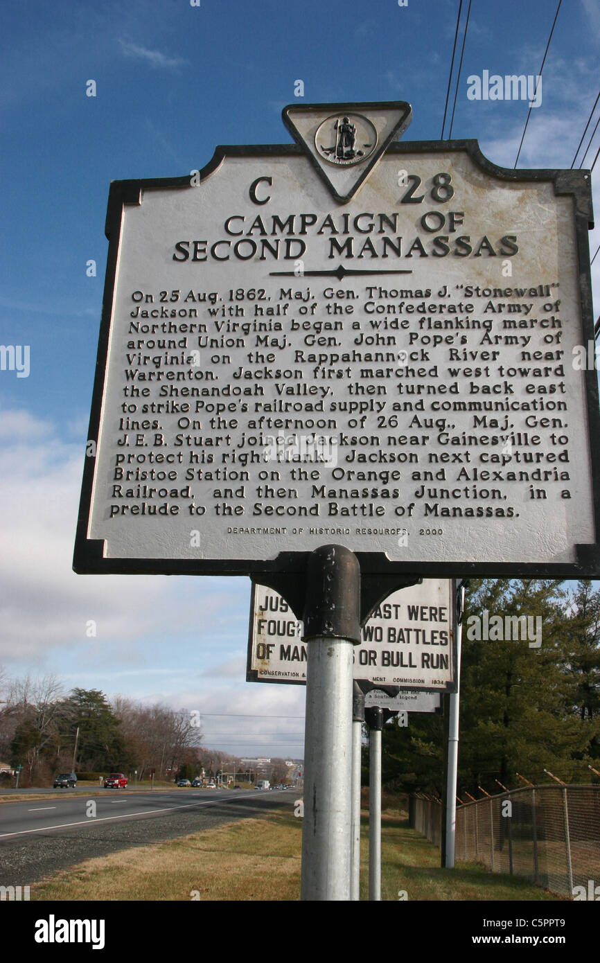 Der zweite Manassas Kampagne. Generalmajor Thomas J. "Stonewall" Jackson marschierte zuerst West in Richtung das Shenandoah-Tal Stockfoto