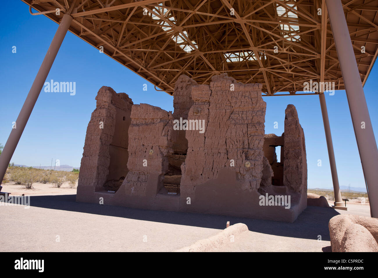 Gebäude, Ruinen, Casa Grande Ruins National Monument, Coolidge, Arizona, Vereinigte Staaten von Amerika Stockfoto