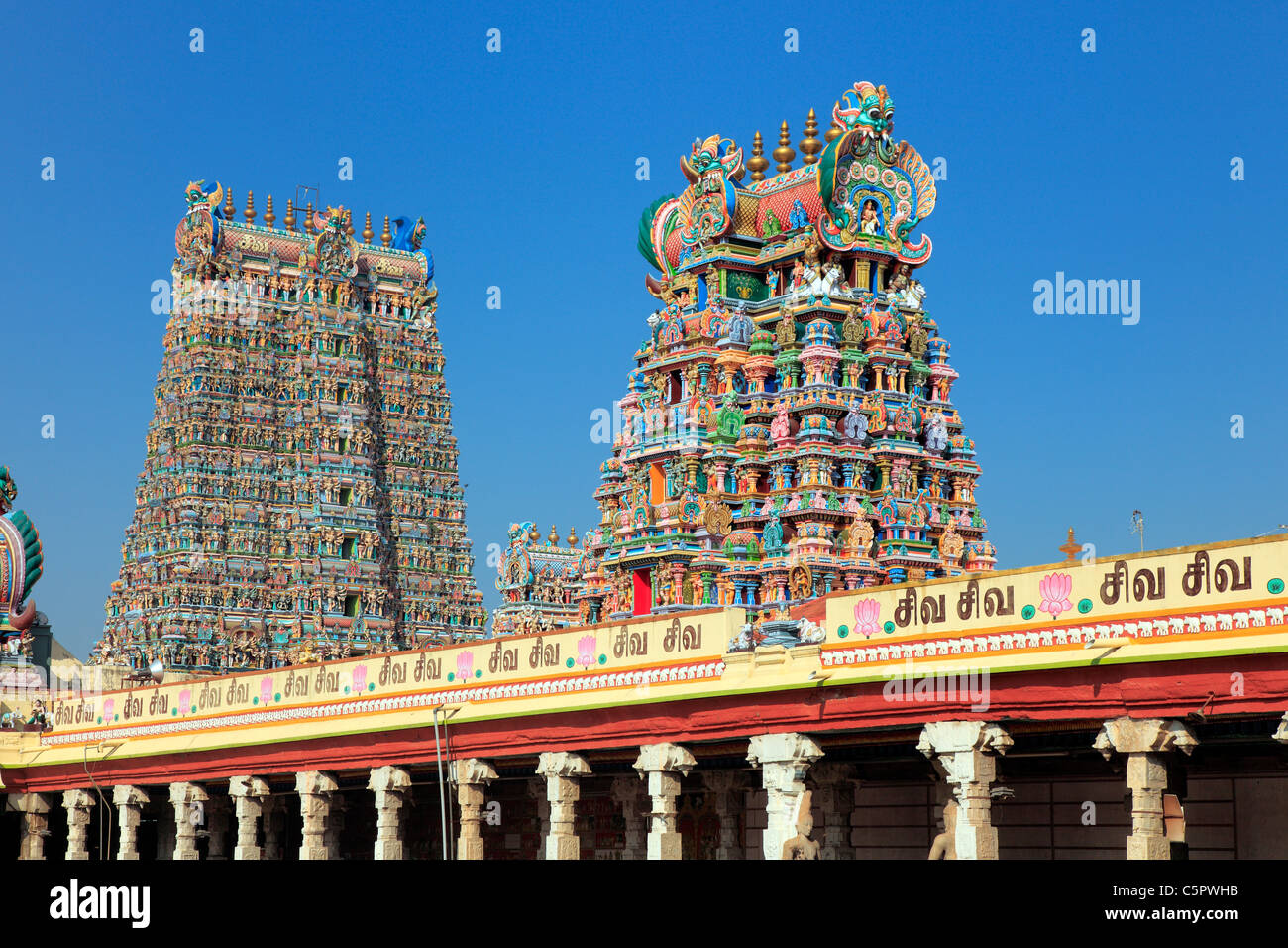 Meenakshi Amman Tempel, Madurai, Tamil Nadu, Indien Stockfoto