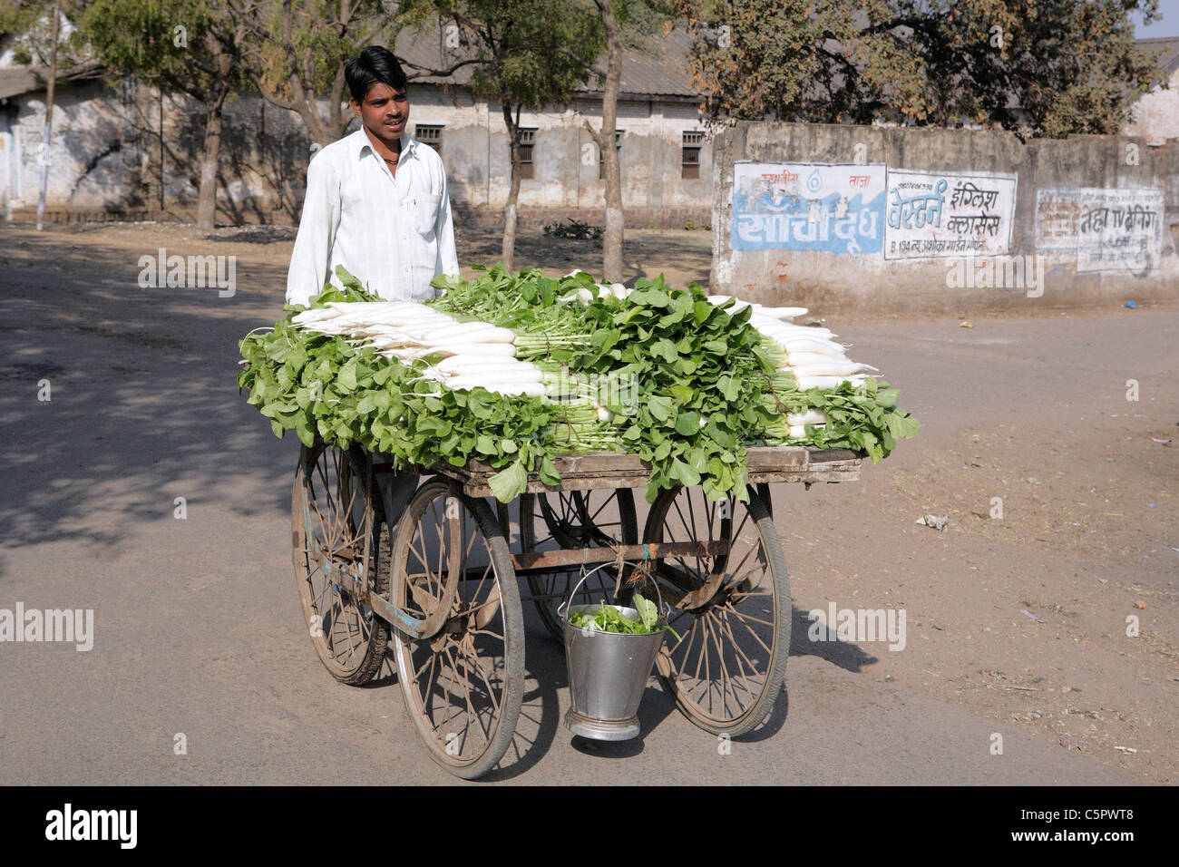 Gemüse Straßenhändler, Bhopal, Indien Stockfoto