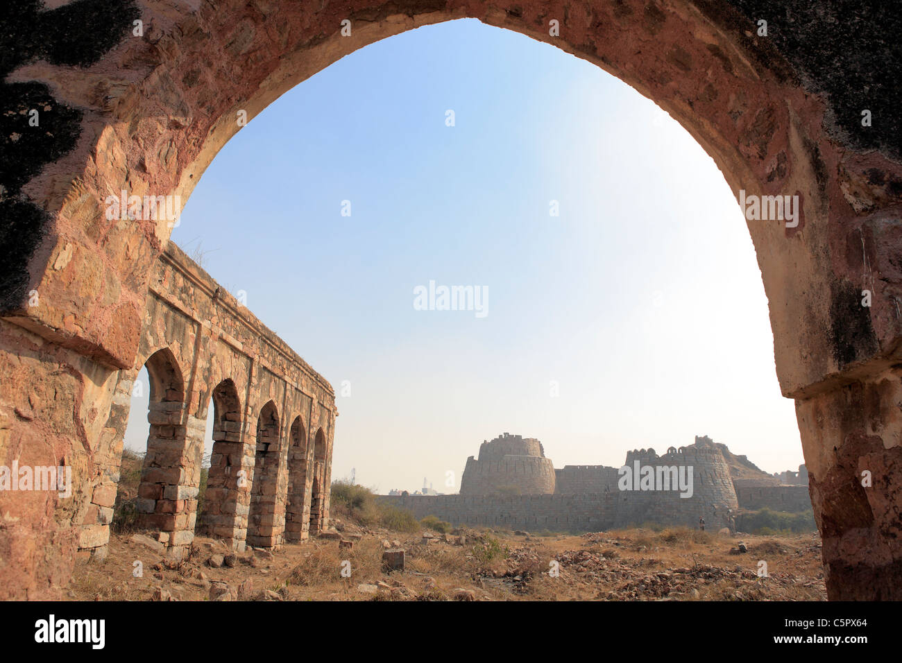 Tugluqabad, walled City (1321-1323), Delhi, Indien Stockfoto