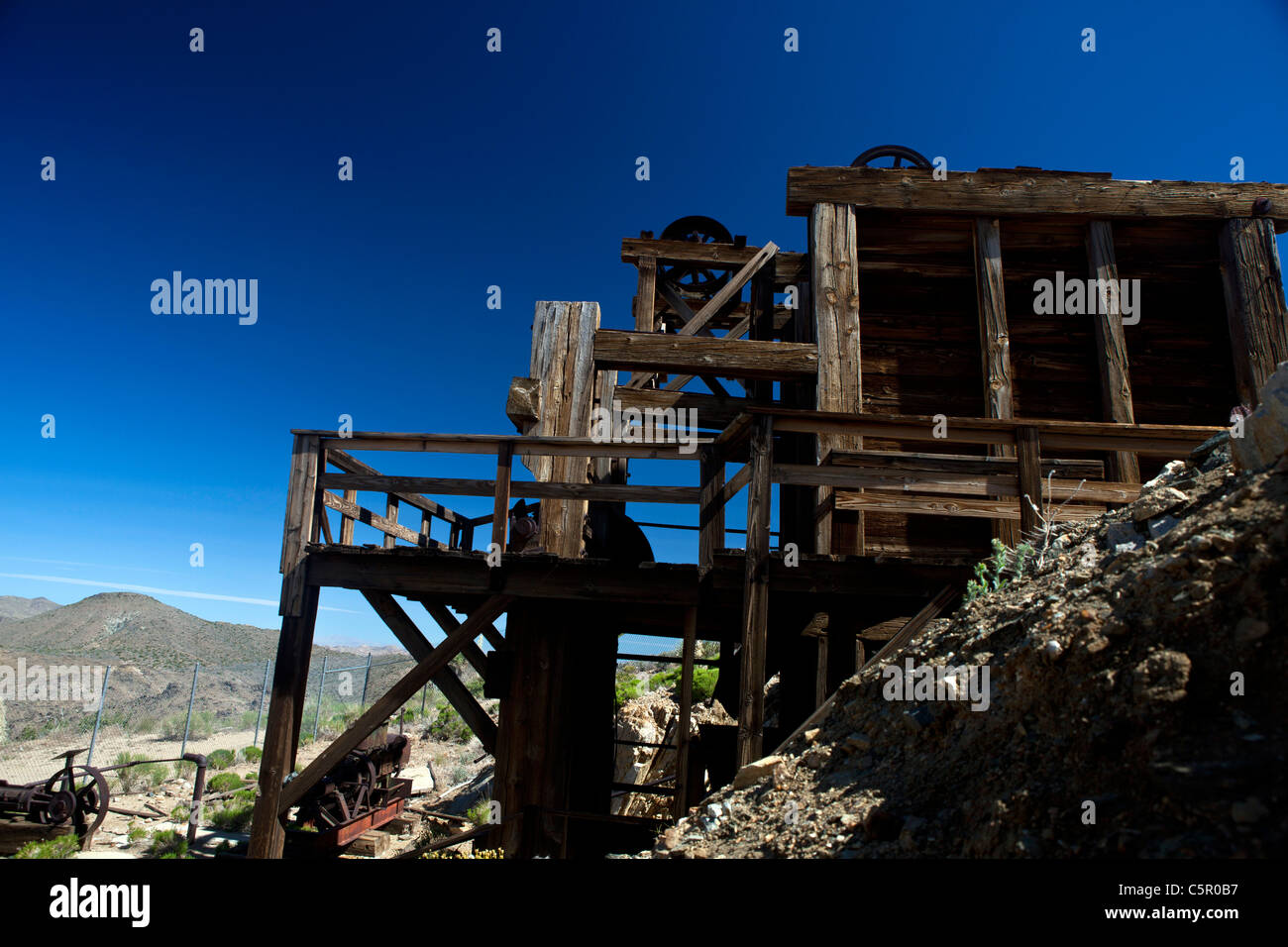 Ruinen der Mühle Struktur, Lost Horse Mine, Joshua Tree Nationalpark, Kalifornien, Vereinigte Staaten von Amerika Stockfoto