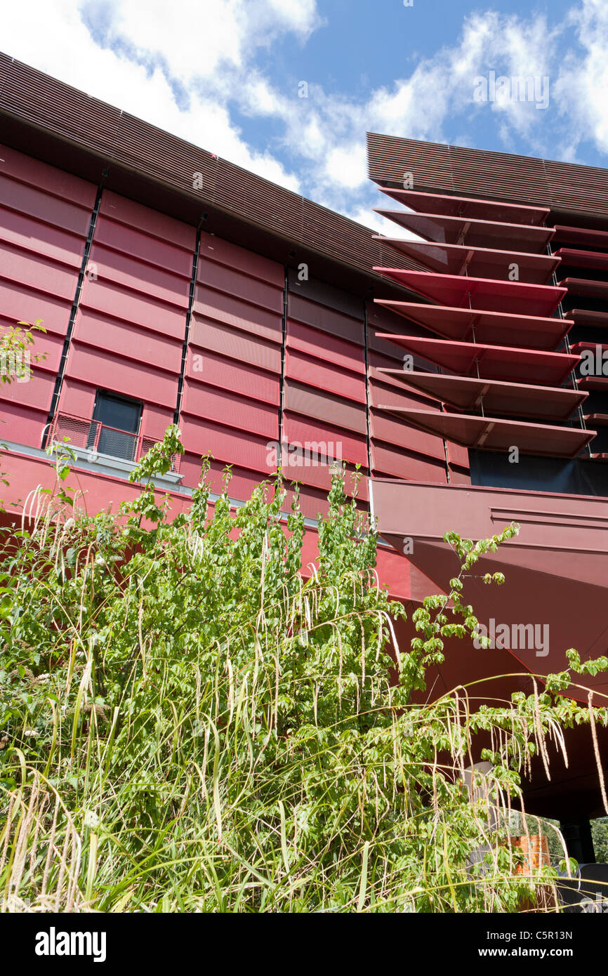 Nahaufnahme von dem Museum des Arts Premiers Quai Branly, Paris, Frankreich Stockfoto