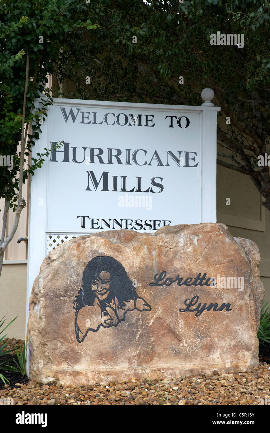 Willkommens-Schild am Eingang, Loretta Lynn Ferienranch Hurrikan Mühlen Tennessee usa Stockfoto
