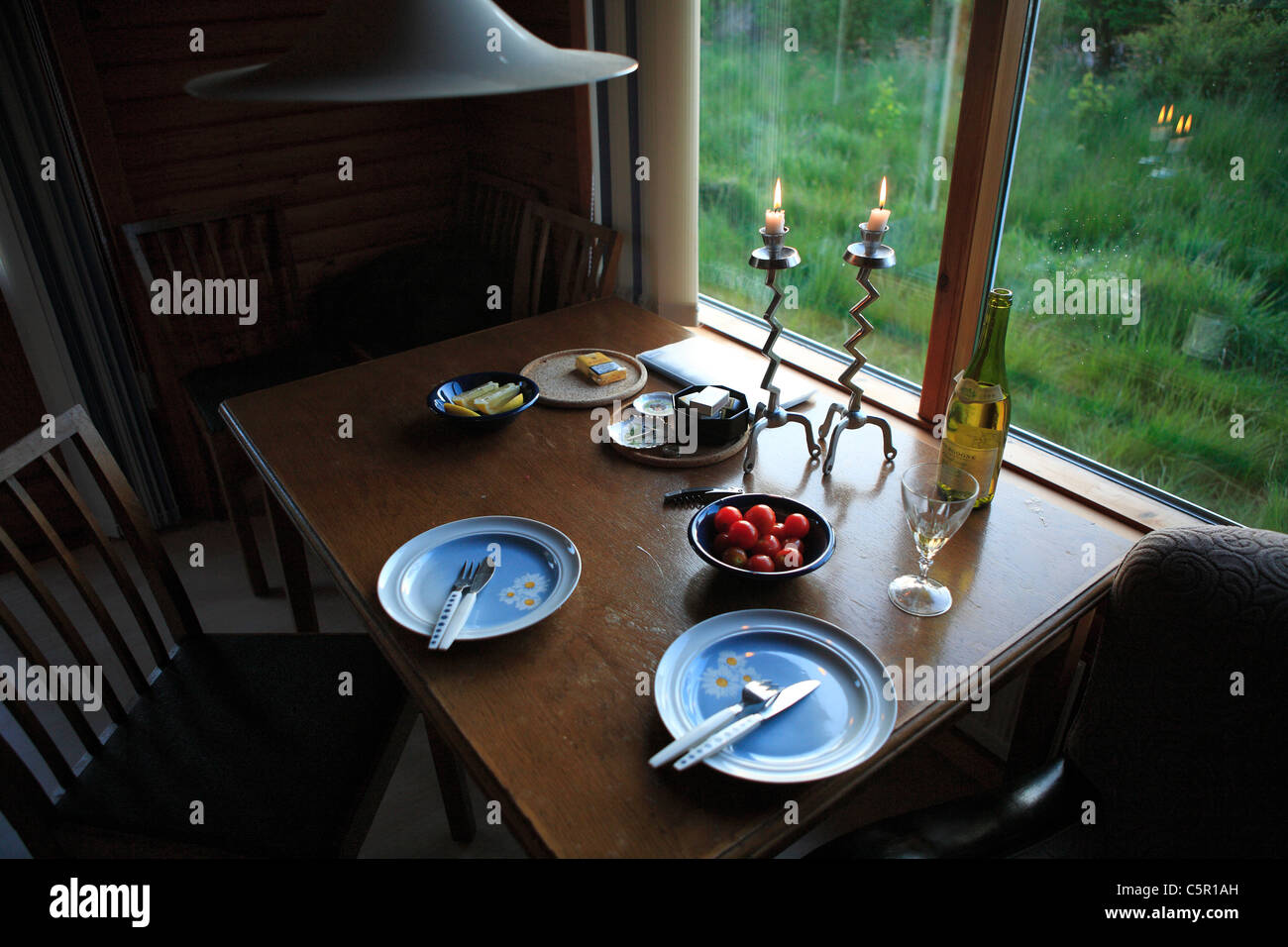 Typisch dänisches Abendessen, Rodvig, Seeland, Dänemark Stockfoto