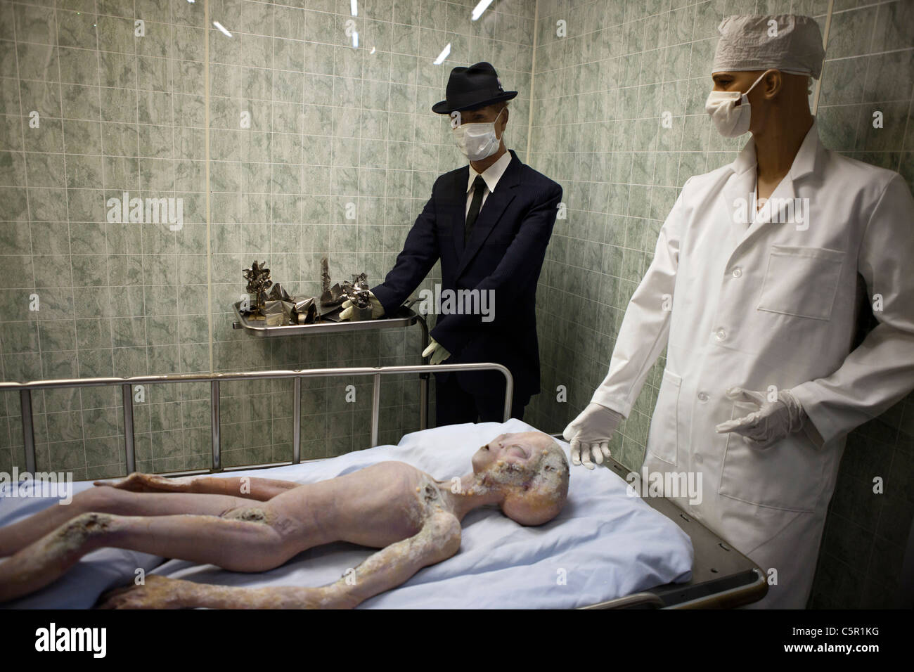 Alien Autopsy Ausstellung, International UFO Museum und Forschungszentrum, Roswell, New Mexico, Vereinigte Staaten von Amerika Stockfoto