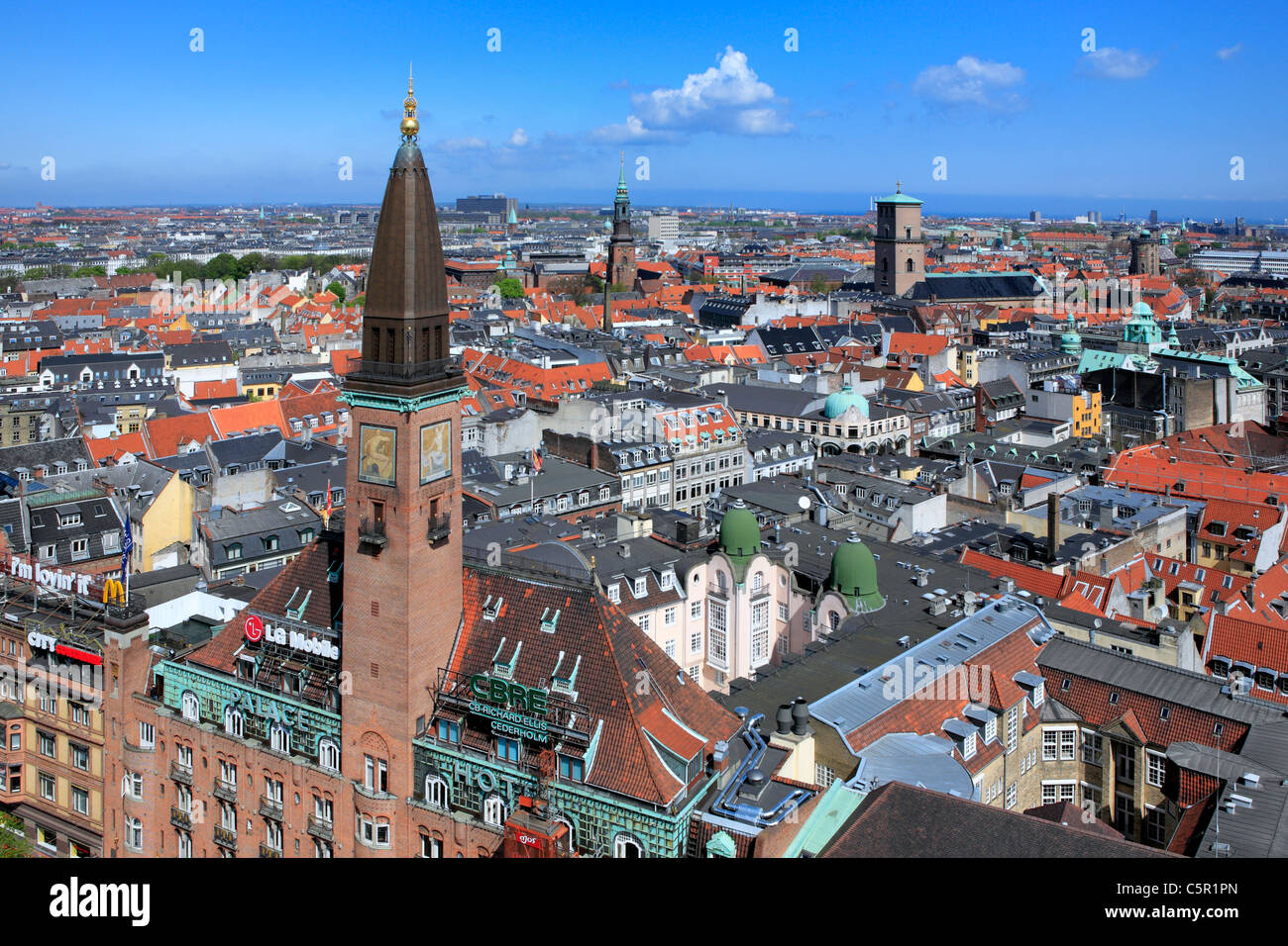 Blick vom Turm des Rathauses. Kopenhagen, Dänemark Stockfoto