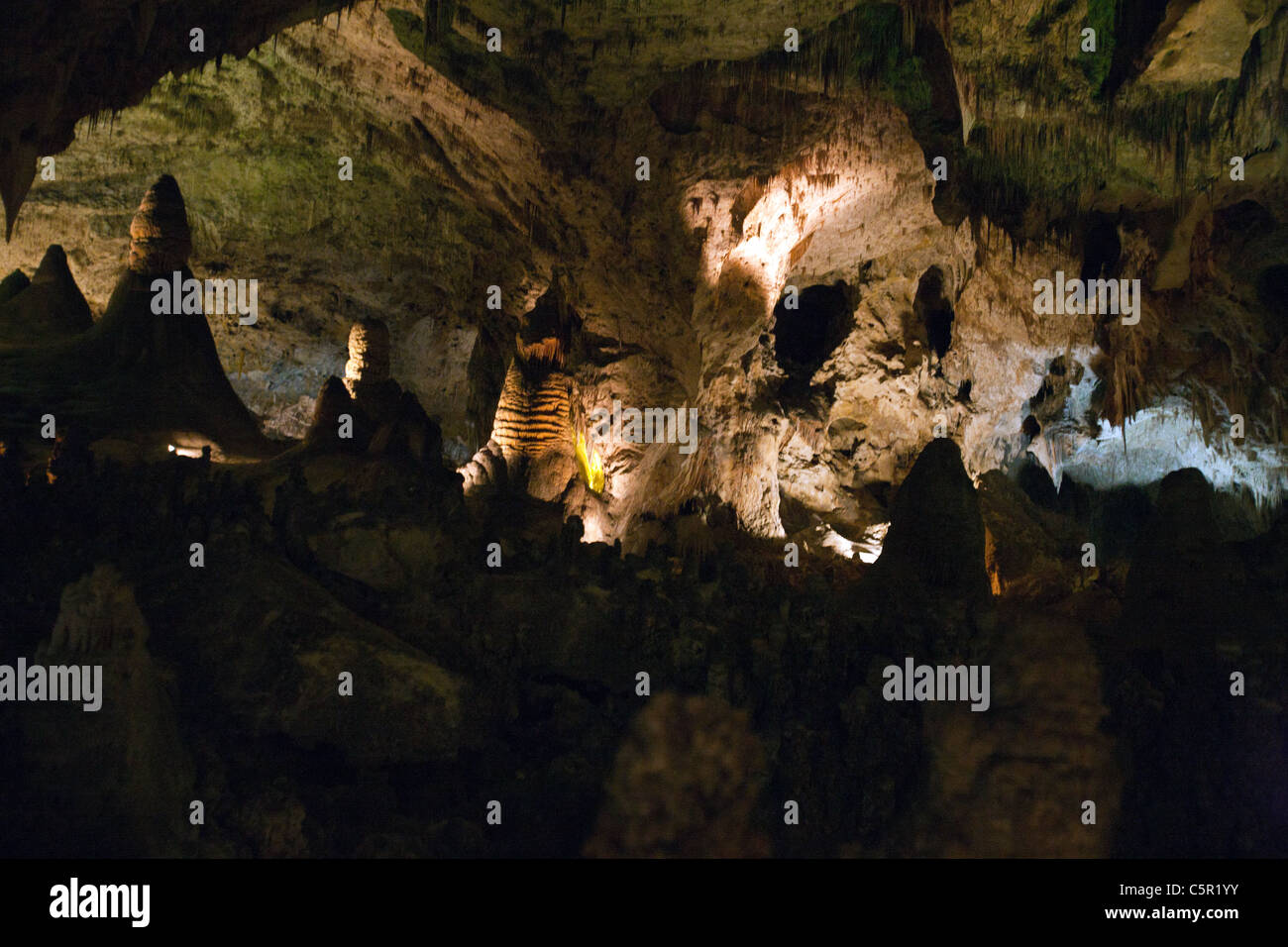 Innenraum Höhlenformationen, großen Raum / Saal der Riesen, Carlsbad Caverns National Park, New Mexico, Vereinigte Staaten von Amerika Stockfoto