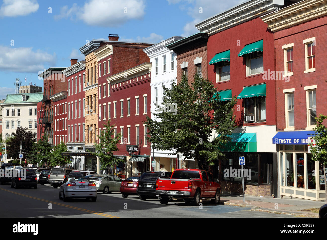 Main Street, Bangor, Maine, USA. Stockfoto