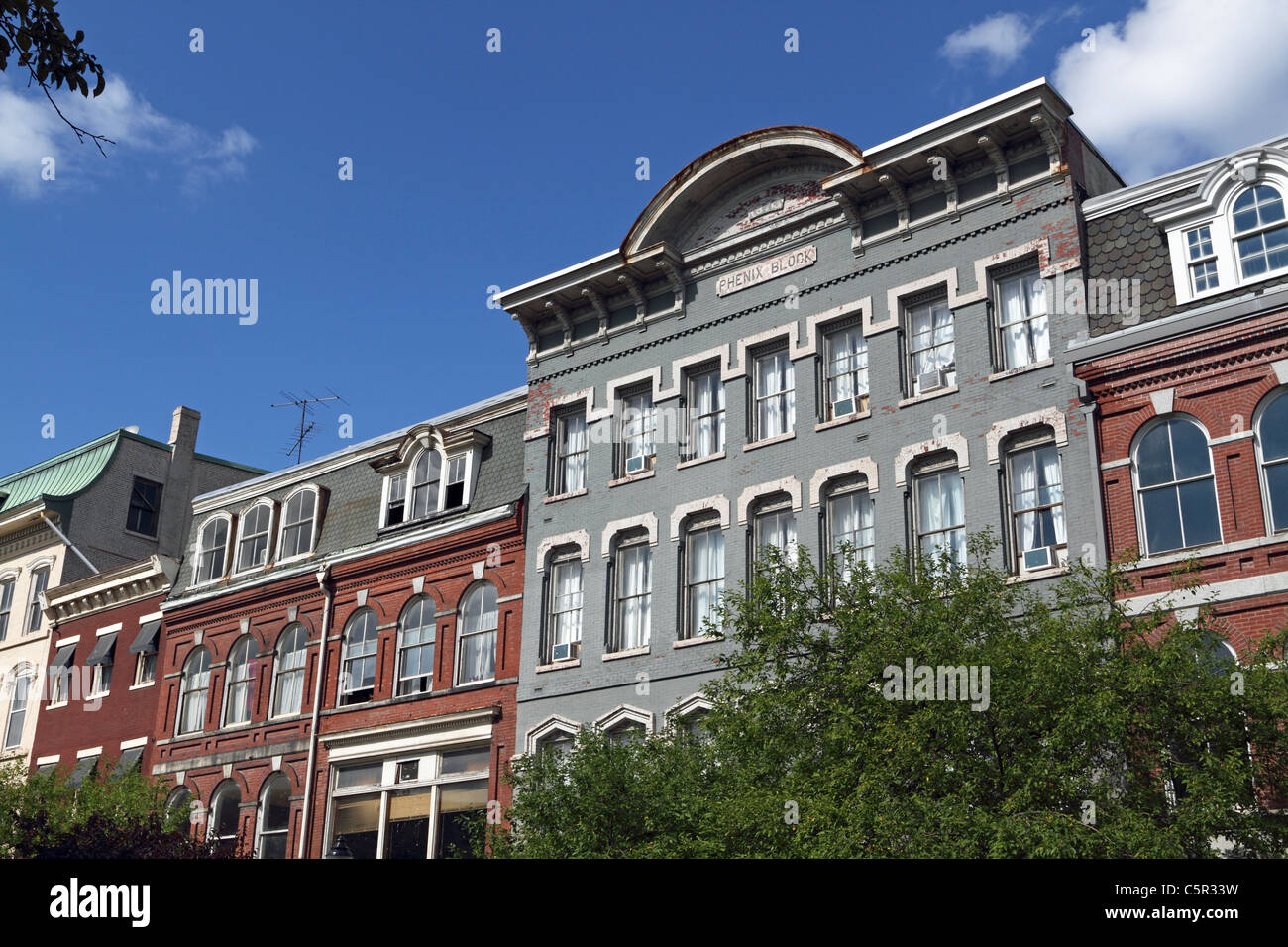 Beispiele der Architektur des 19. Jahrhunderts im Zentrum von Bangor, Maine, USA. Stockfoto