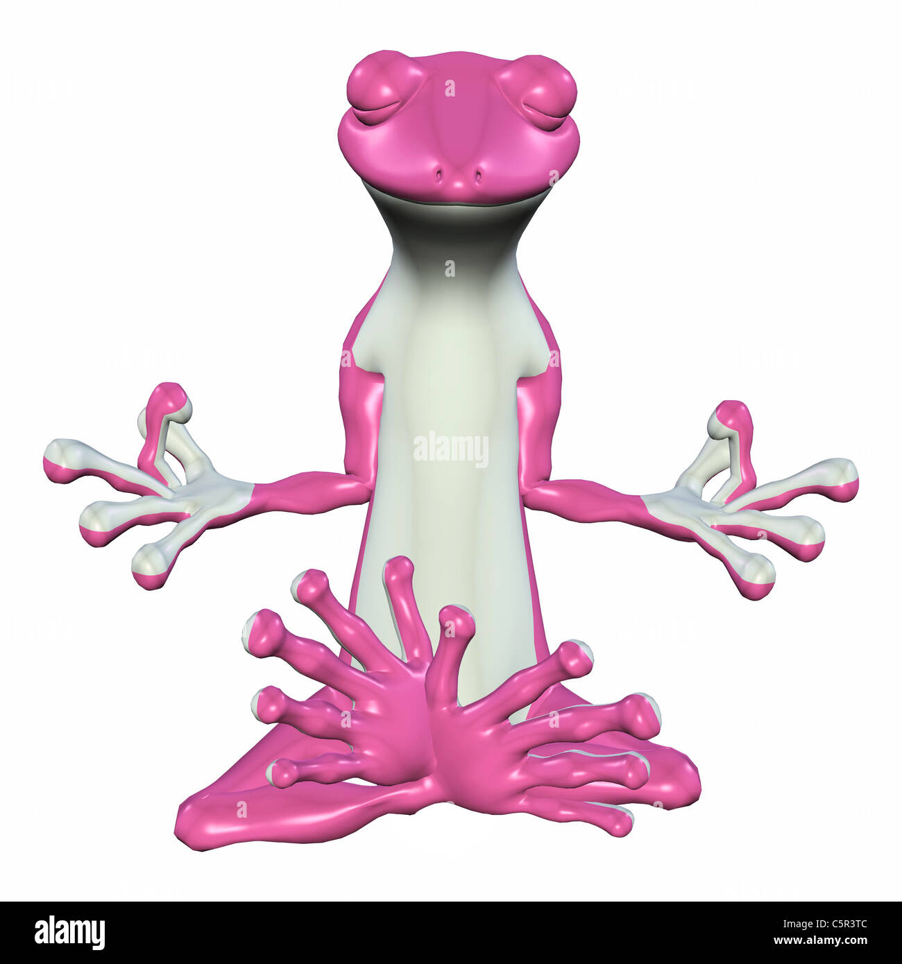 Beispiel für ein rosa Gecko meditieren auf weißem Hintergrund Stockfoto