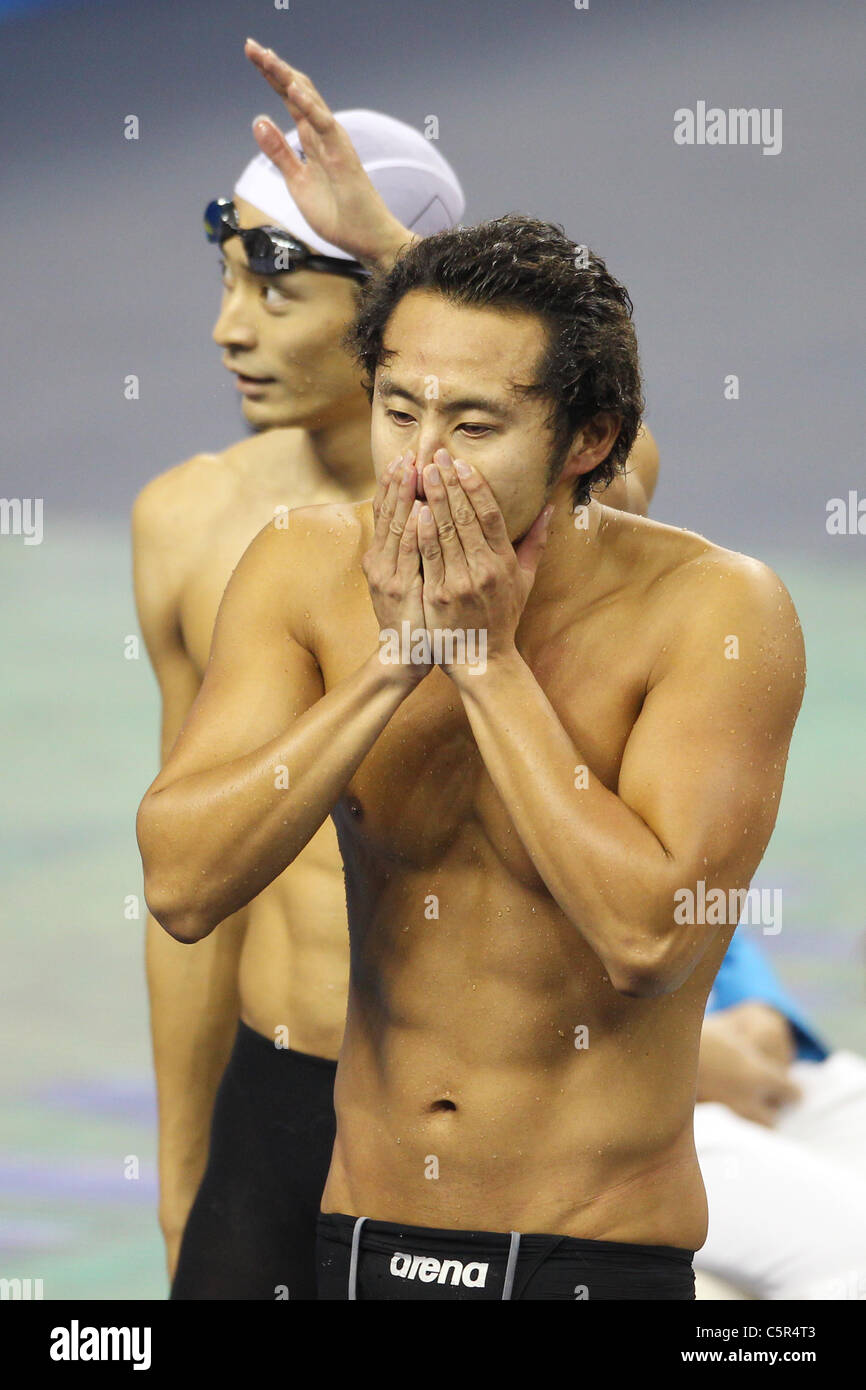 Ryosuke Irie (L) und Kosuke Kitajima (R) für FINA World Championship 2011 durchführen. Stockfoto