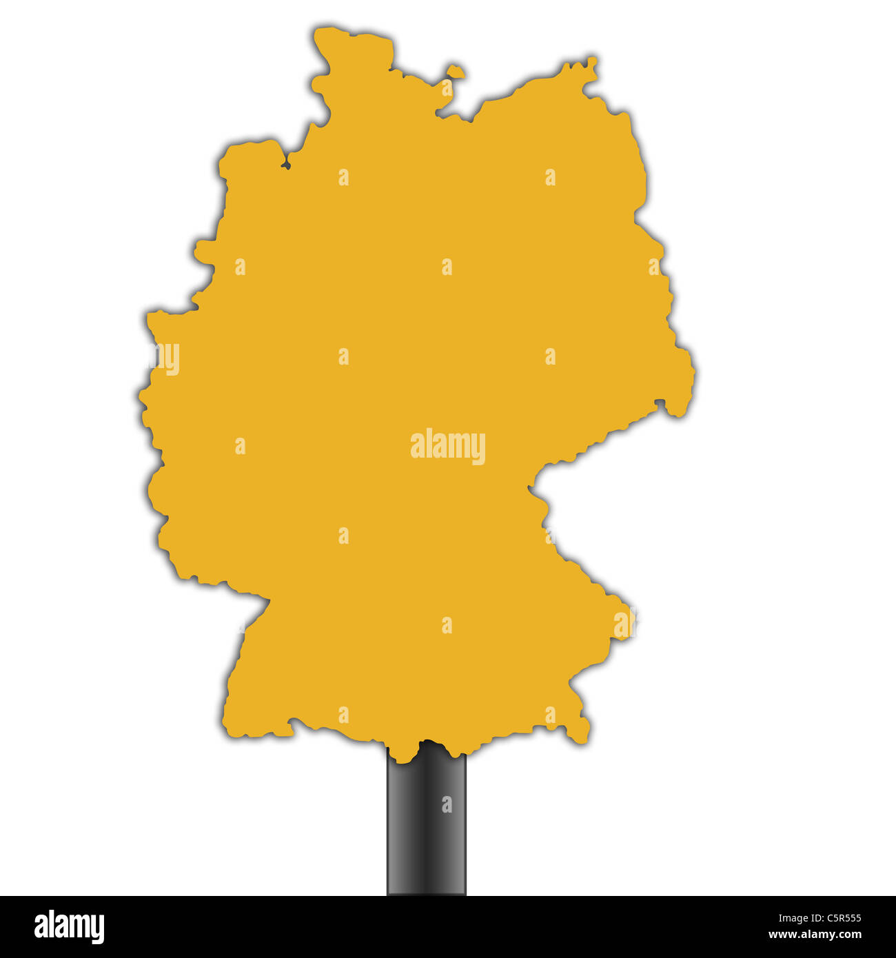 Deutschland Karte Straßenschild isoliert auf einem weißen Hintergrund. Stockfoto