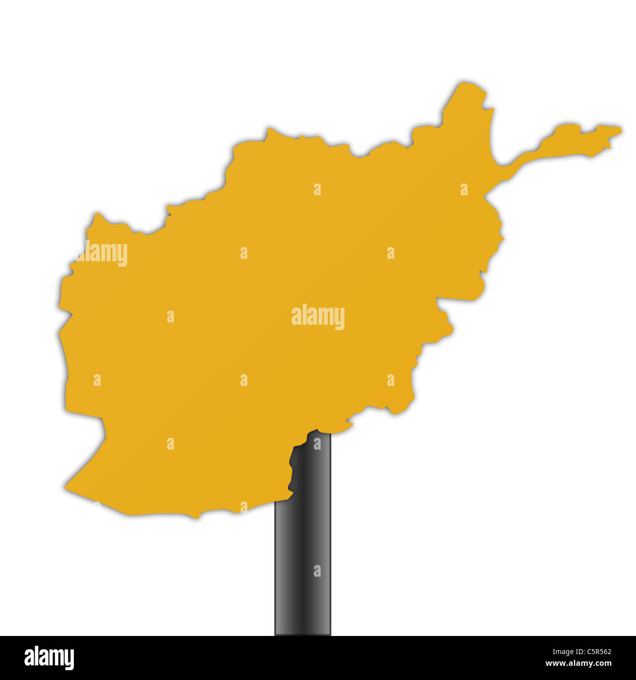 Afghanistan Karte Straßenschild isoliert auf einem weißen Hintergrund. Stockfoto