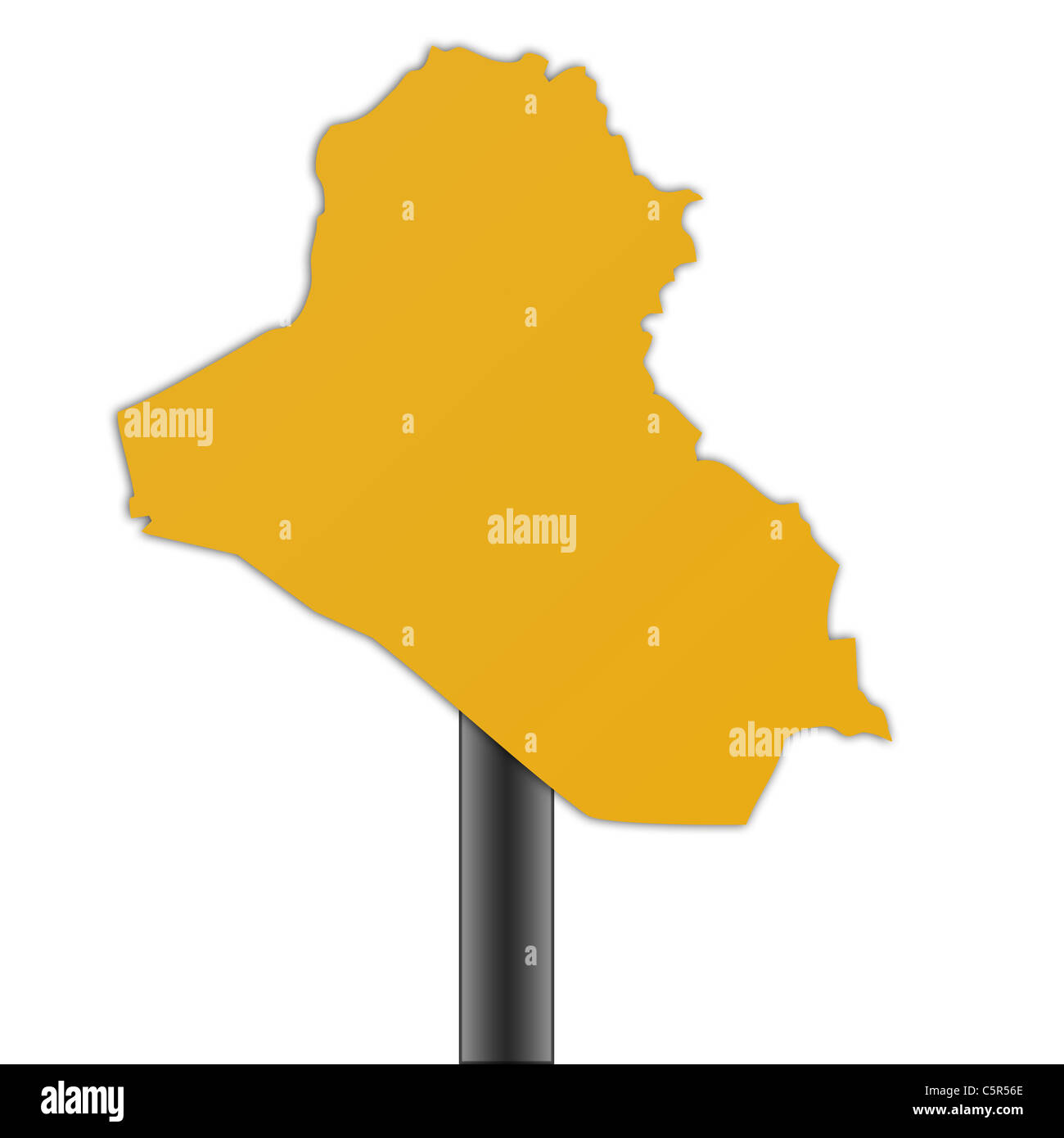 Irak Karte Straßenschild isoliert auf einem weißen Hintergrund. Stockfoto