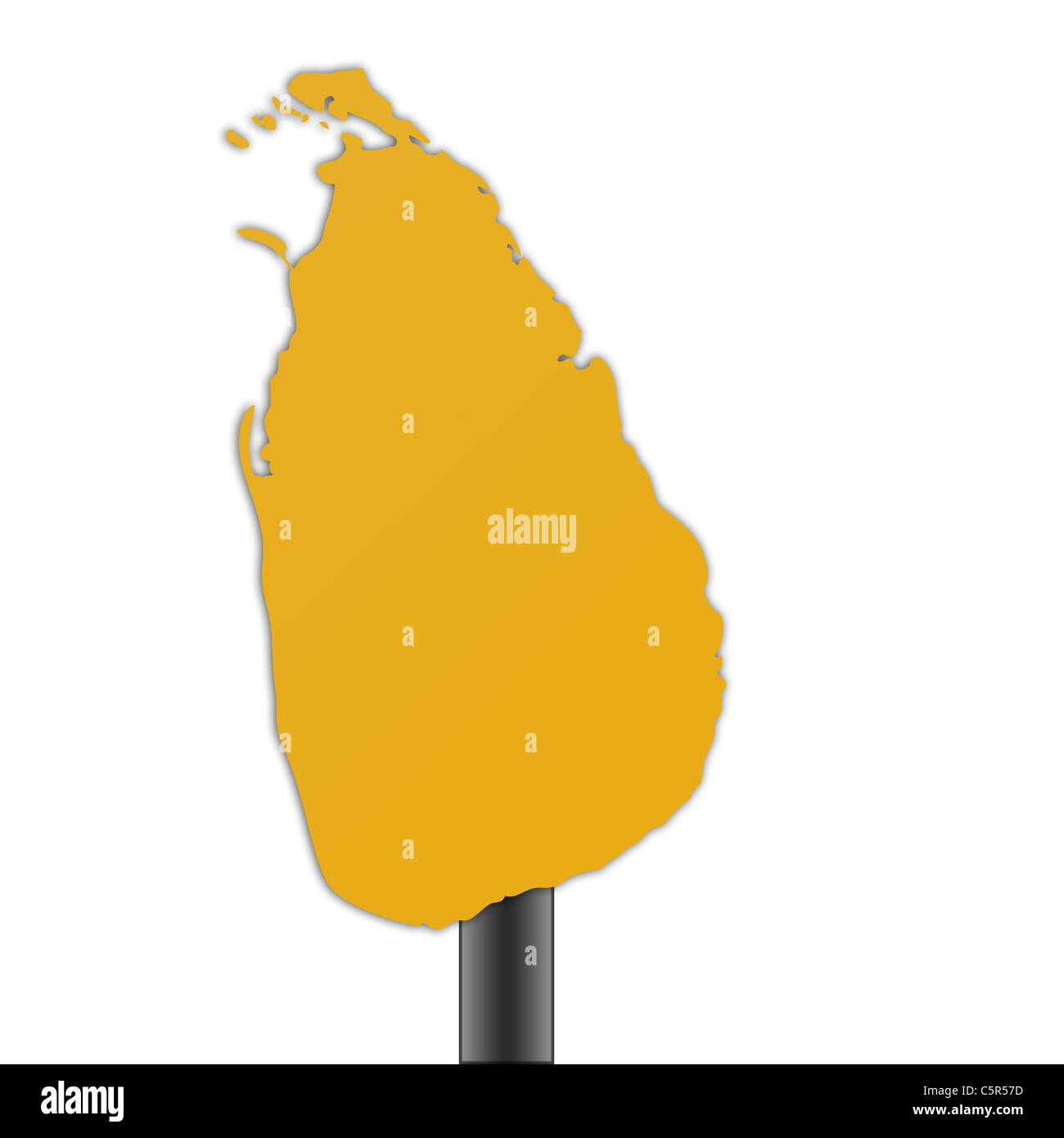 Sri Lanka Karte Straßenschild isoliert auf einem weißen Hintergrund. Stockfoto