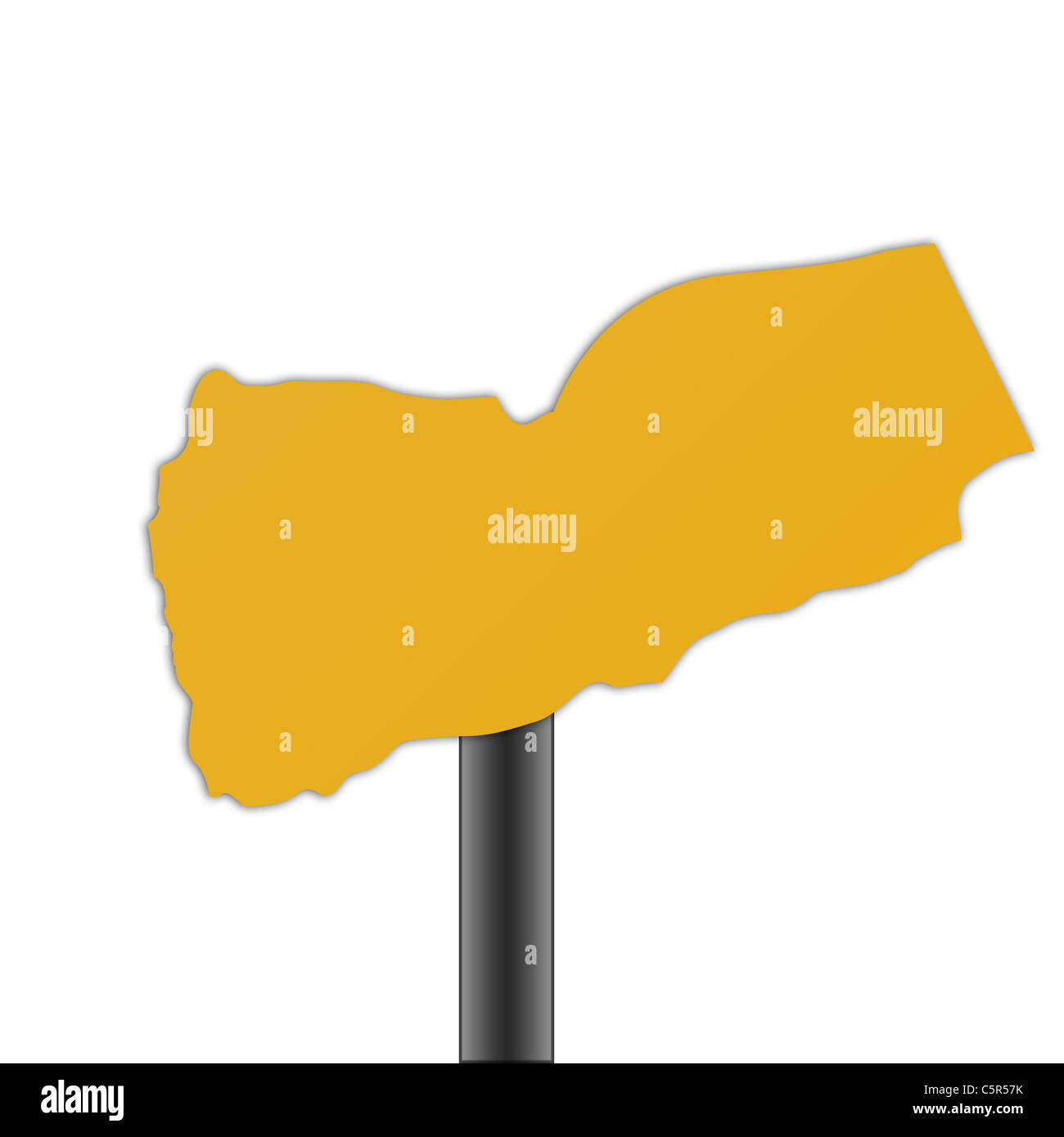 Jemen Karte Straßenschild isoliert auf einem weißen Hintergrund. Stockfoto