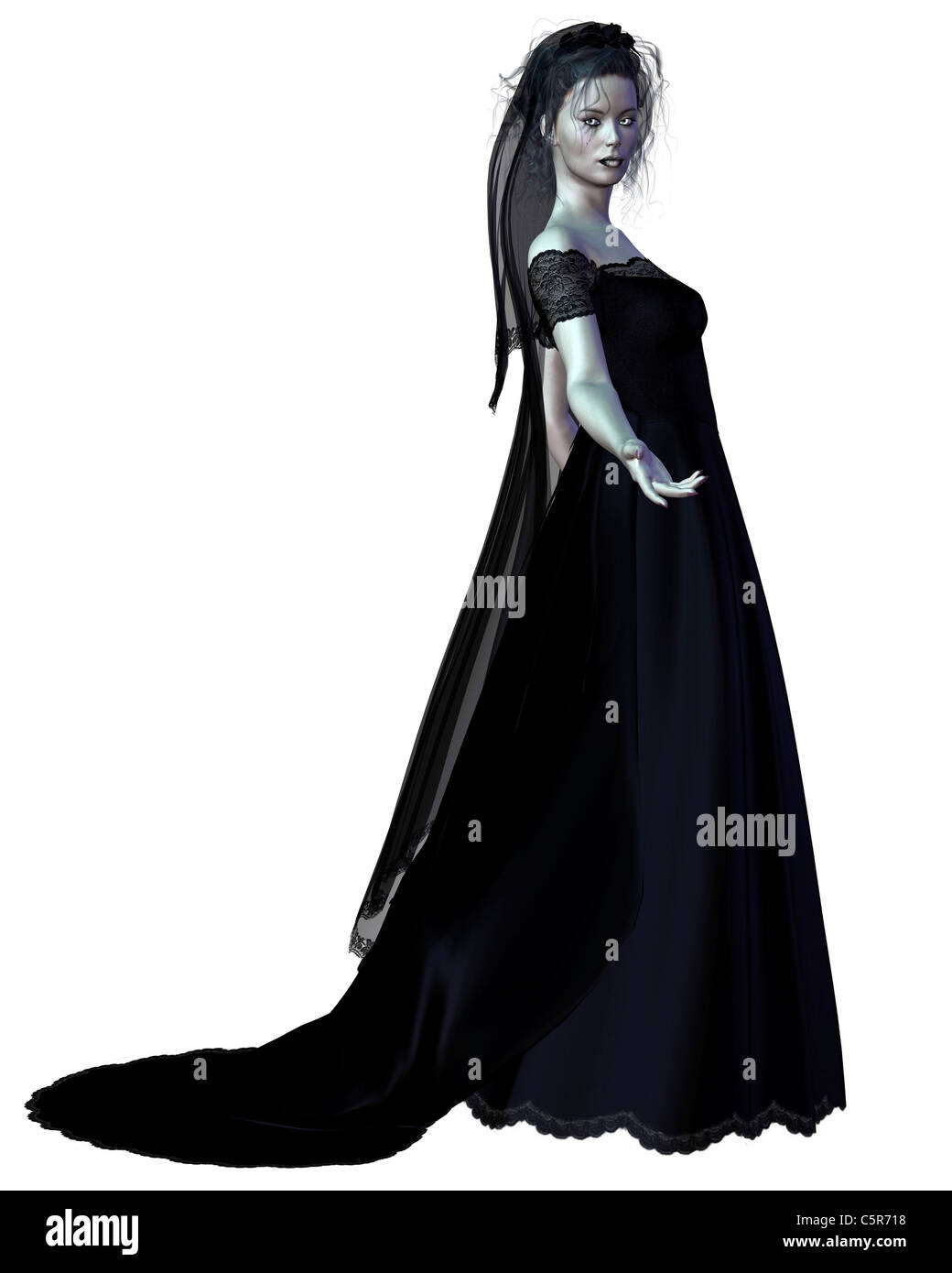 Gothic Braut, winkt Stockfoto