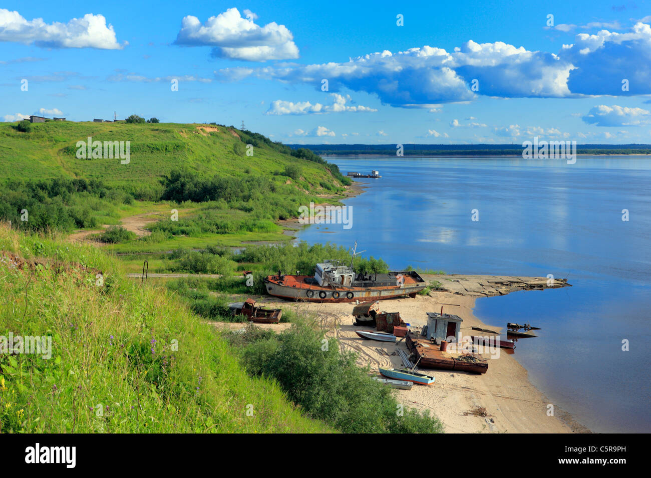 Nördliche Dwina Fluss, Lavla, Archangelsk (Archangelsk) Region, Russland Stockfoto