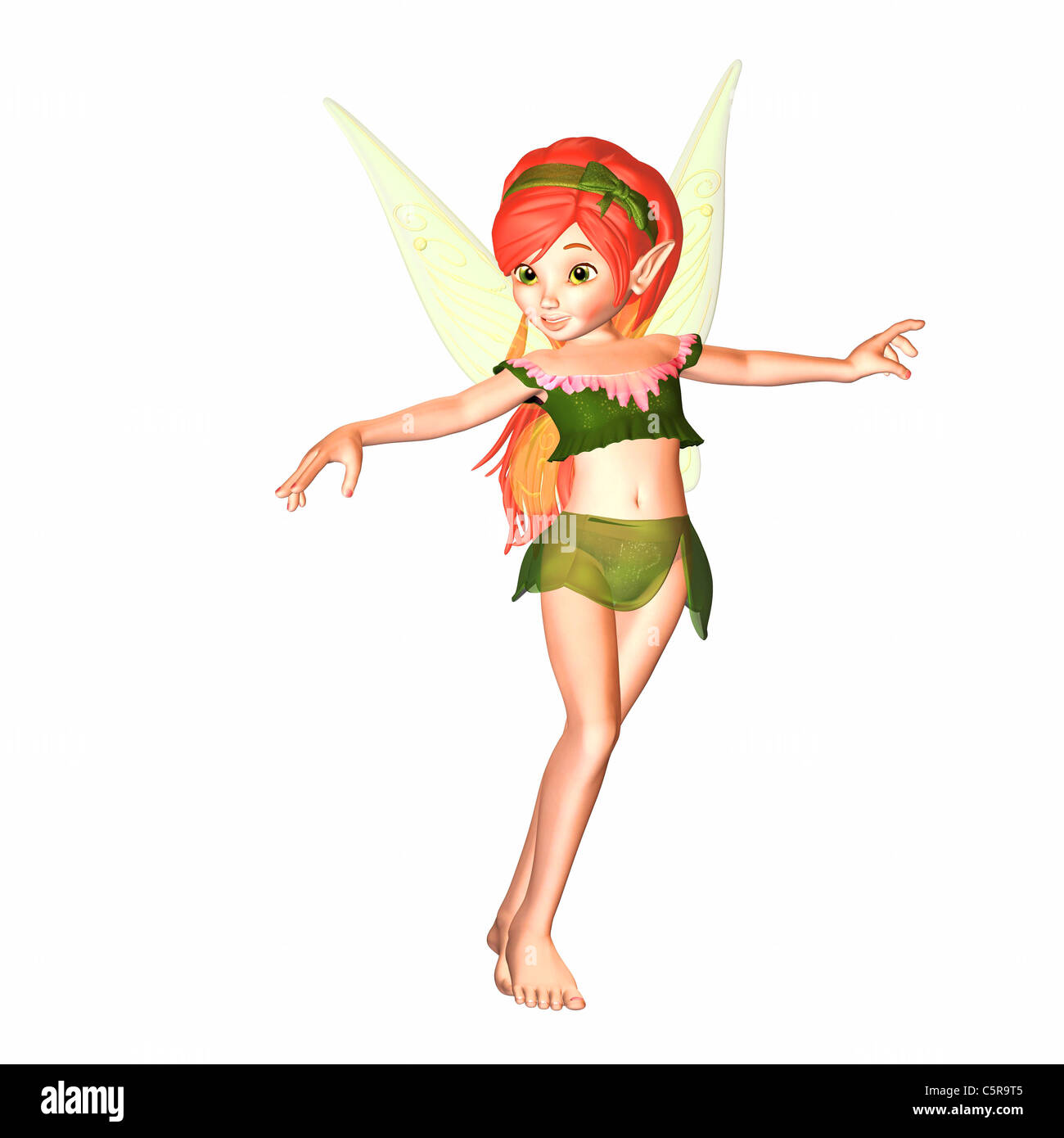 Mädchen Fairy isoliert auf weißem Hintergrund Stockfoto