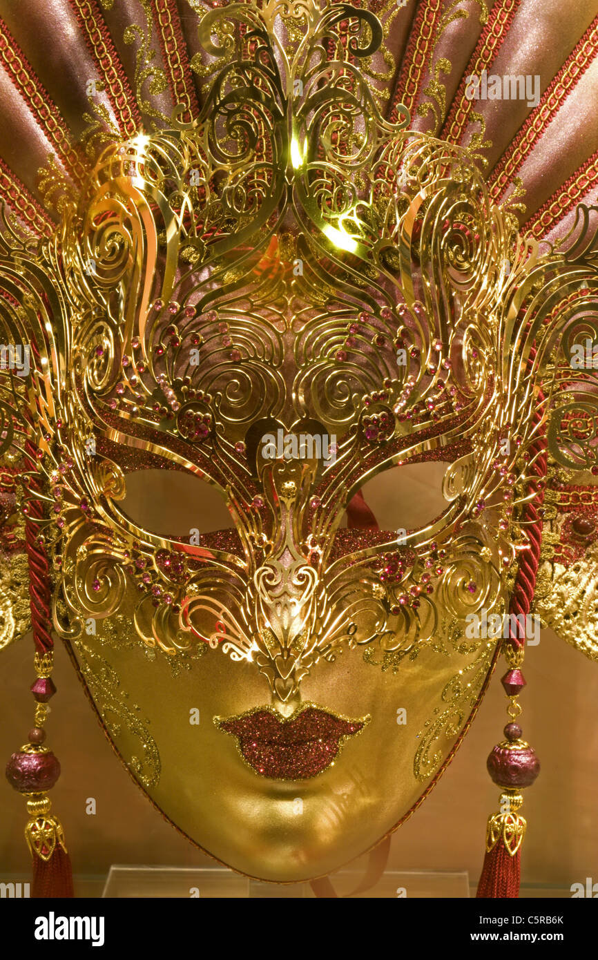 Goldene Maske aus Venedig Stockfoto