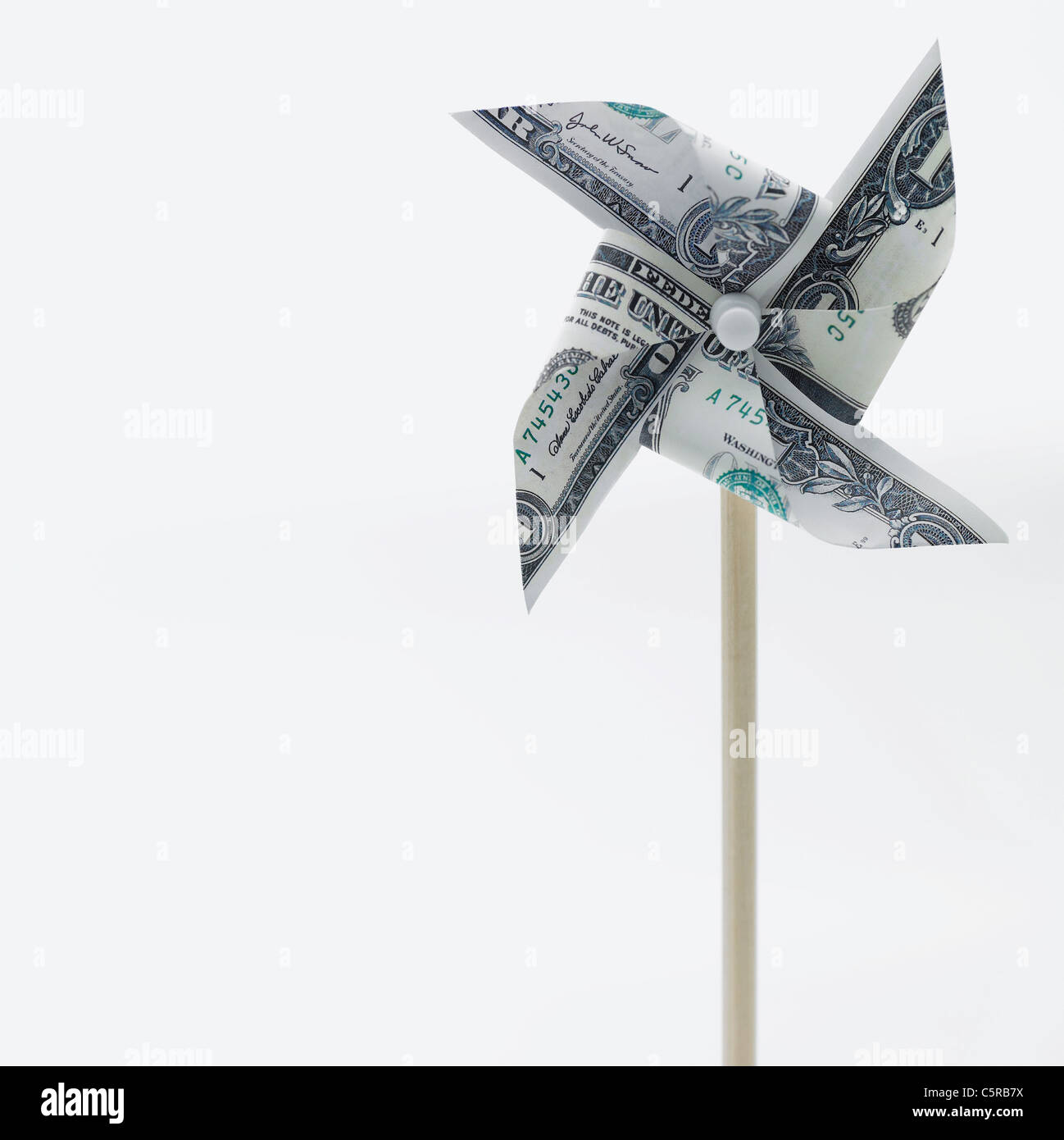 Ein Windrad Geld gemacht Stockfoto