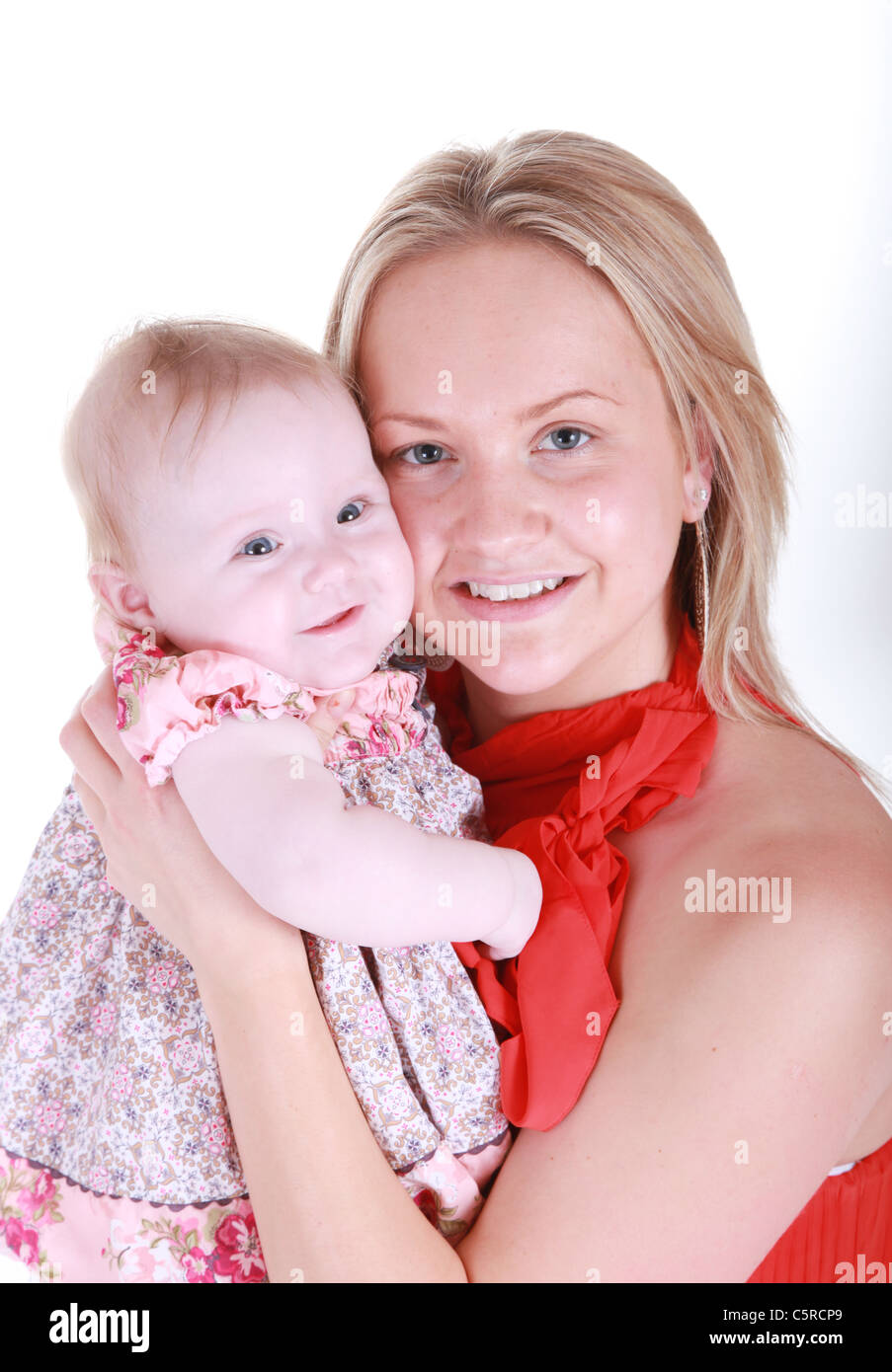 Junge Mutter mit 6 Monate alten Baby Girl. Stockfoto