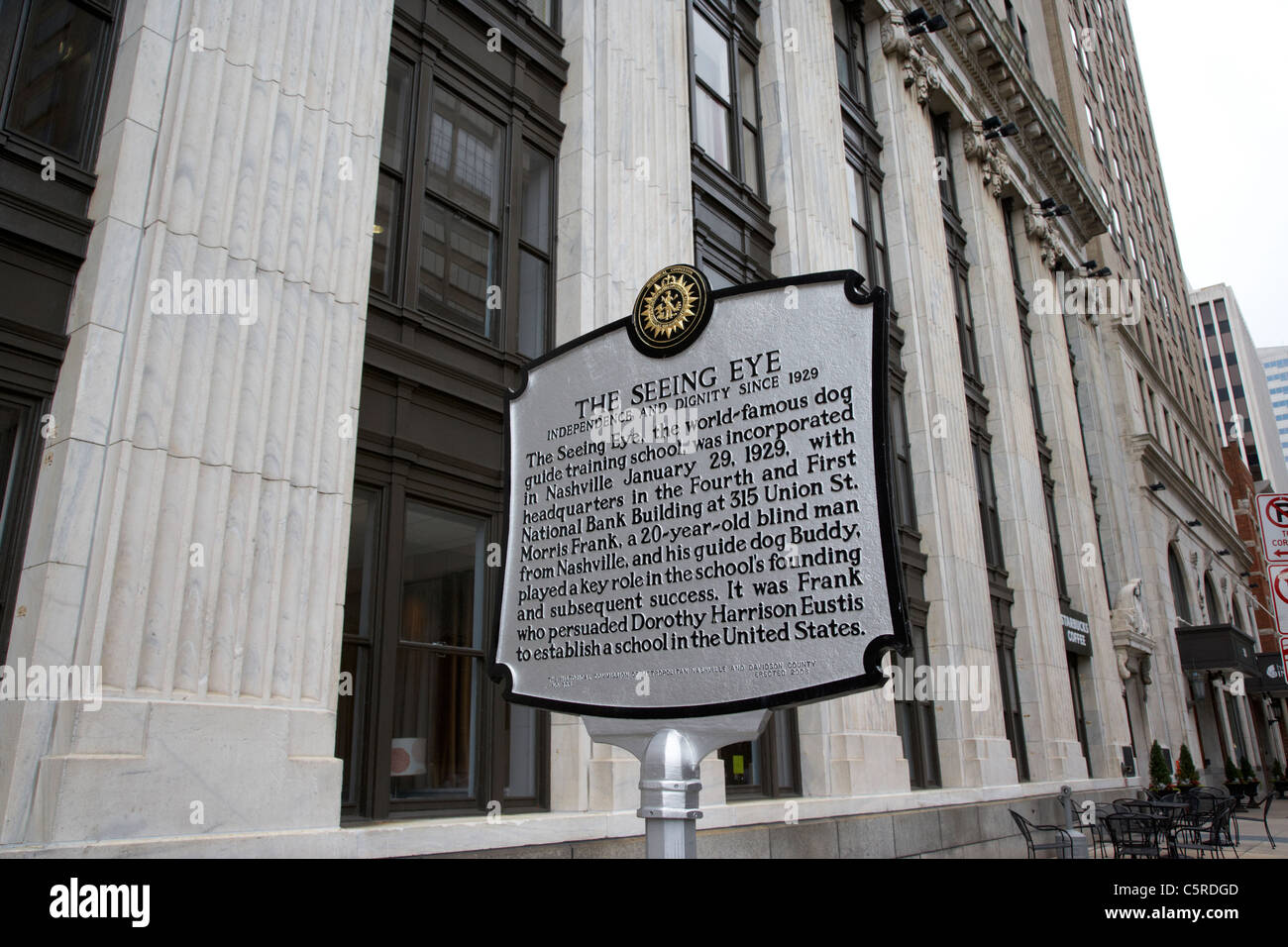 das sehende Auge historischen Typenschild außerhalb der amerikanischen Vertrauensbildung Nashville Tennessee USA Stockfoto