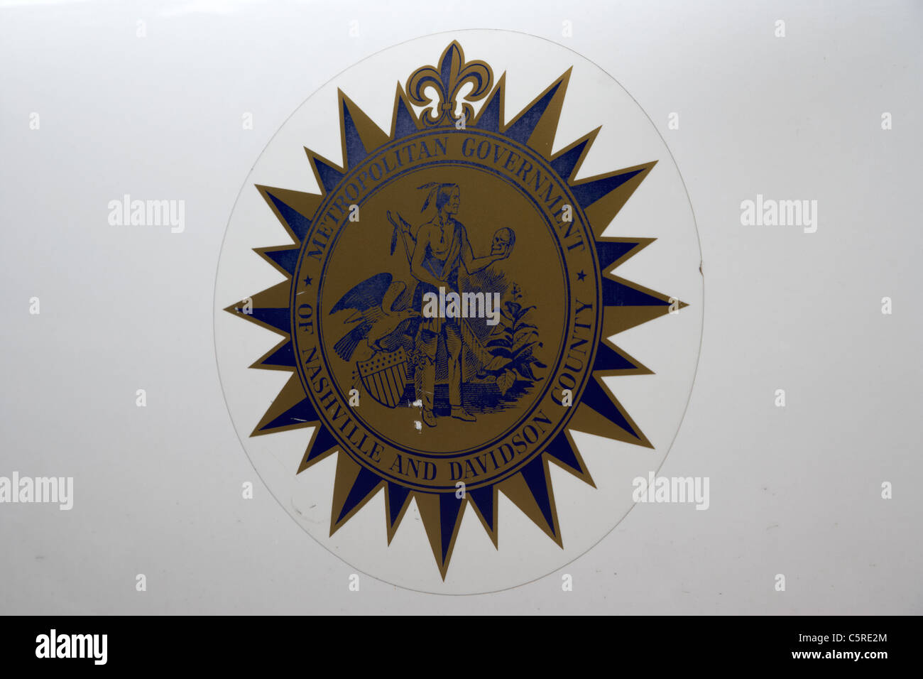 Fahrzeug-Logo der metropolitan Regierung von Nashville und Davidson county Nashville Tennessee USA Stockfoto