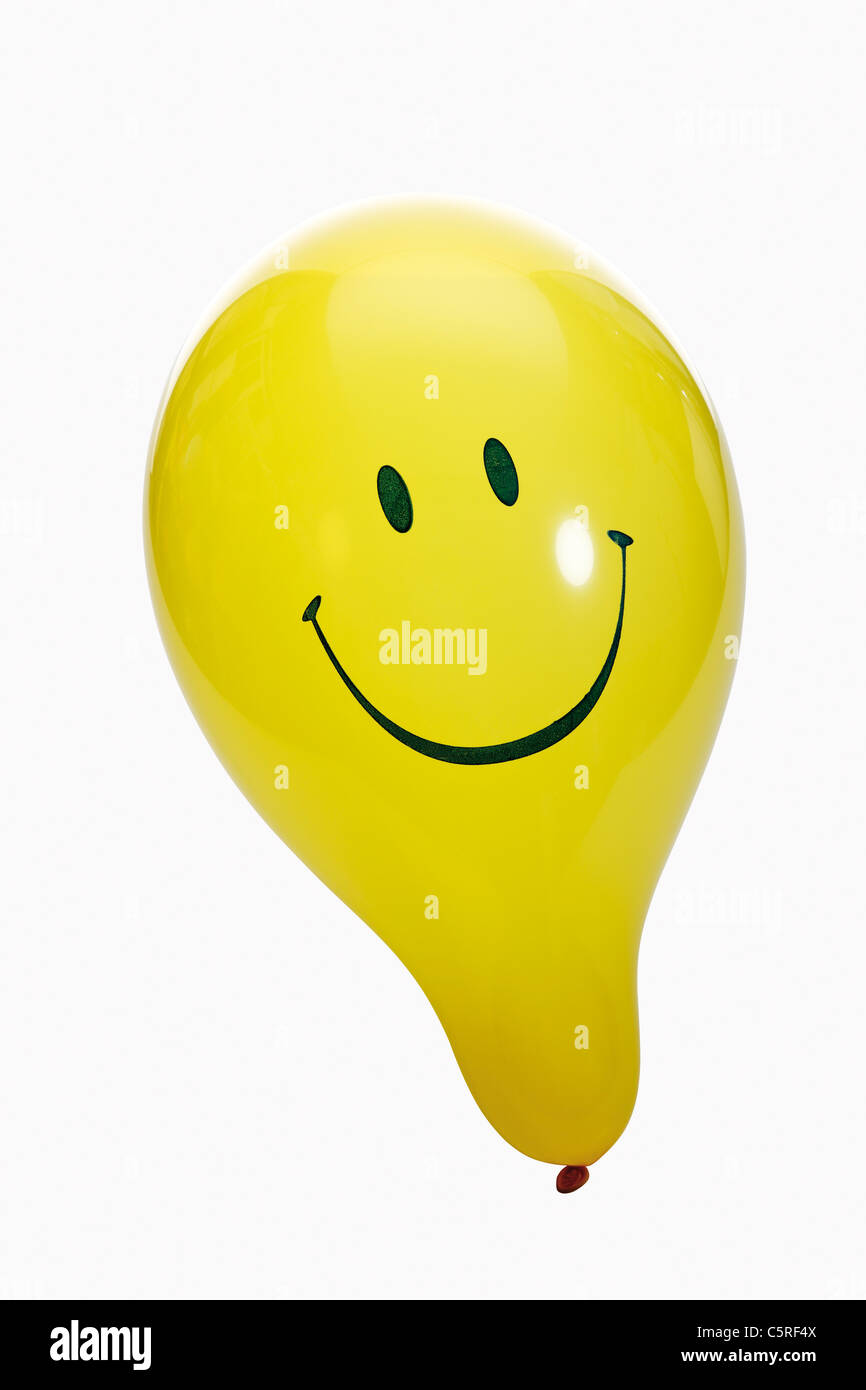 Gelber Smiley Gesicht Ballon, close-up Stockfoto